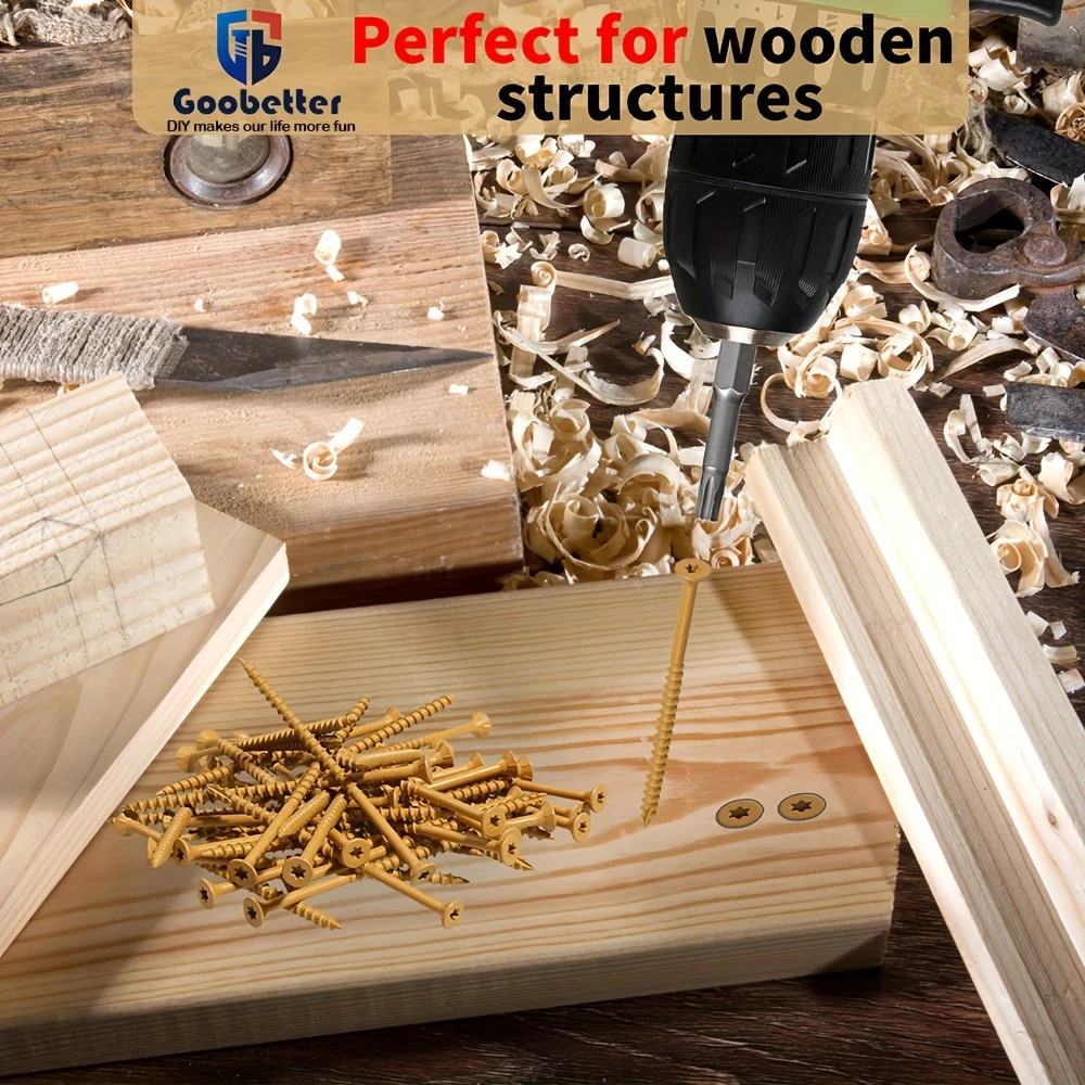 #10×3-1/2″ 400Pcs Wood Screws T25 Torx Drive Self Tapping For Furniture DIY Set