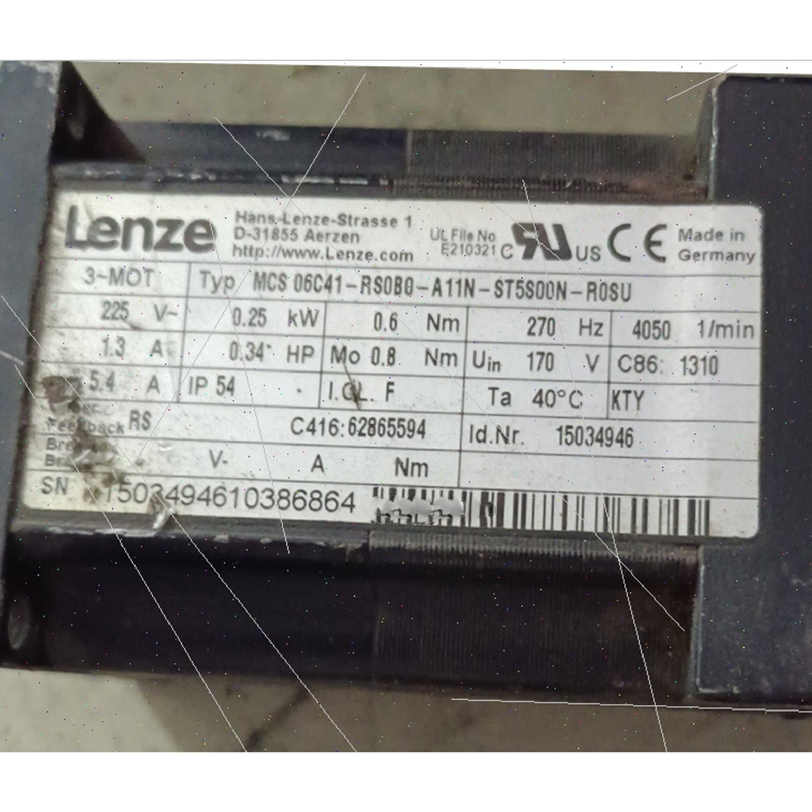 one Used LENZE MCS 06C41-RS0B0-A11N-ST5S00N-R0SU Servo Motor #YP1