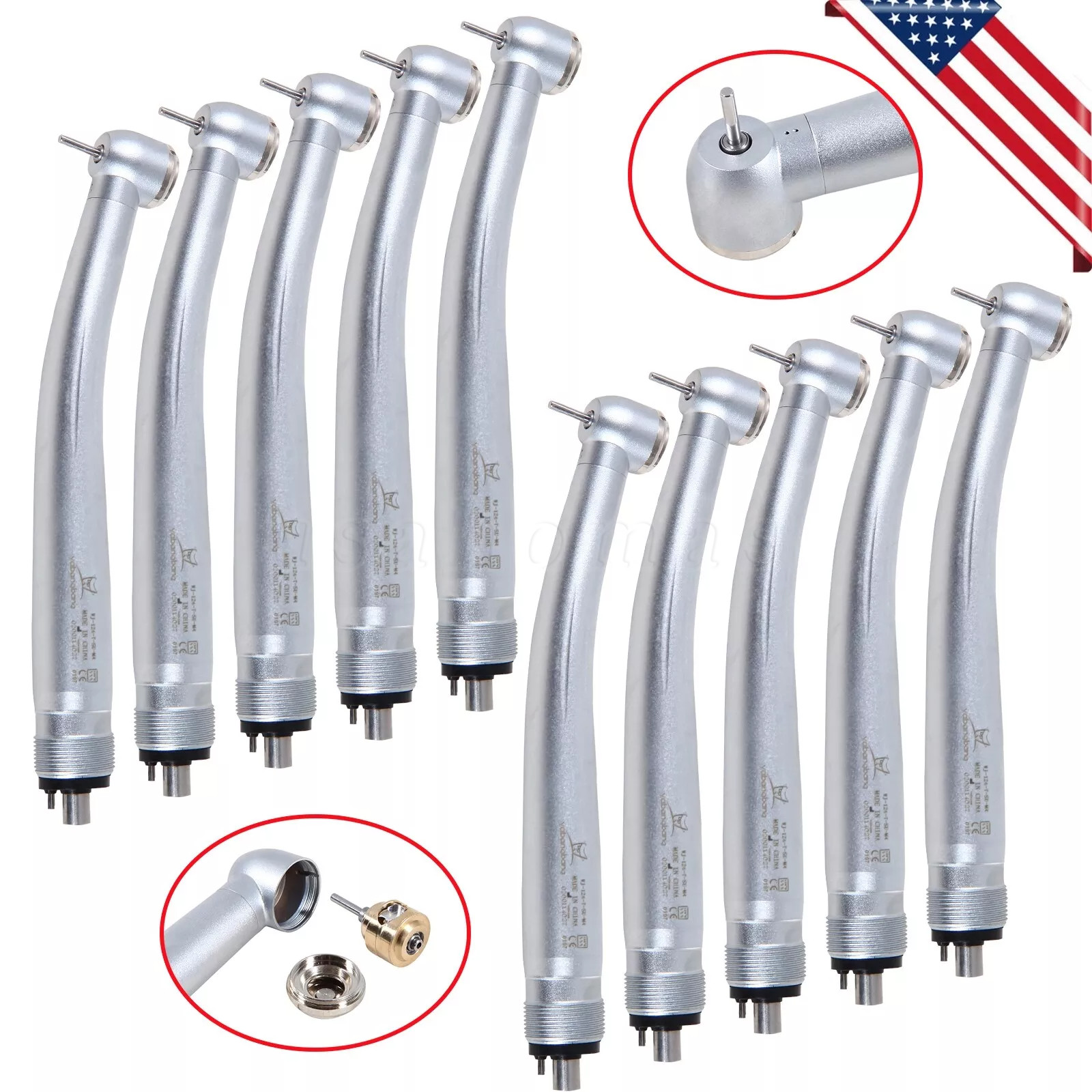 10 Packs NSK Style Dental High Speed Handpiece Push Button 4Hole Air Turbine USA