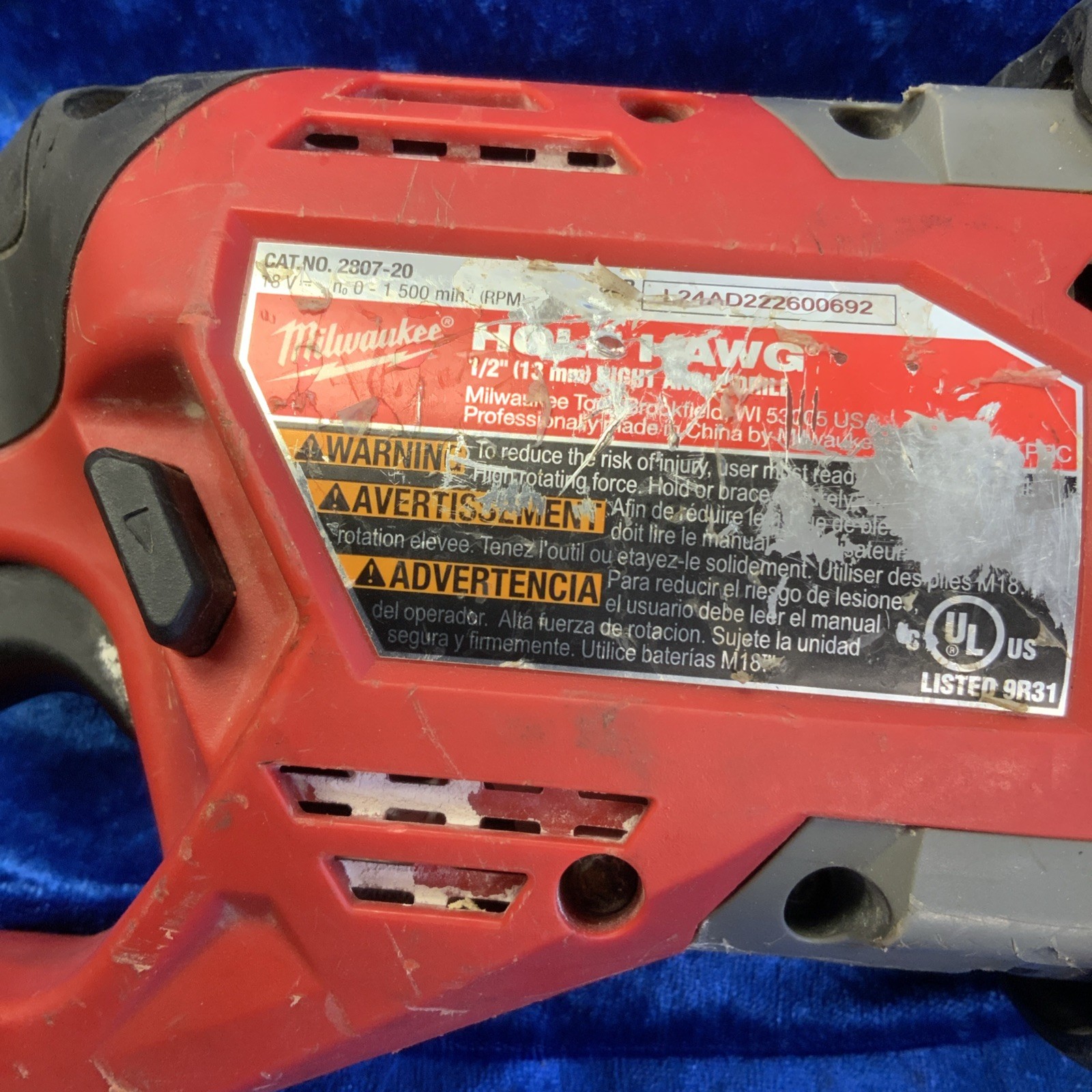 MILWAUKEE 2807-20 M18 FUEL HOLE HAWG 1/2″ 18V 5.0Ah BRUSHLESS RIGHT ANGLE DRILL