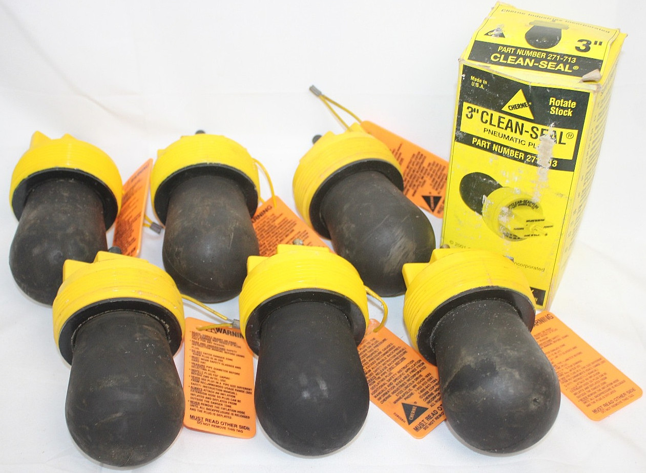 LOT of 6 Cherne 3″ Clean-Seal Pneumatic Plugs 271-713 271713 35 PSI Screw-On