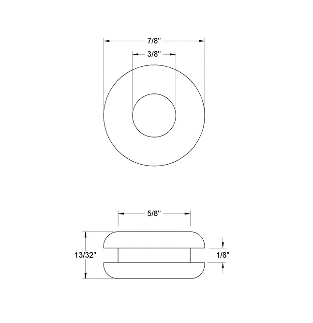 Rubber Grommet to fit 5/8″ Hole 1/8″ Thick Panel – 3/8″ Inner Diameter