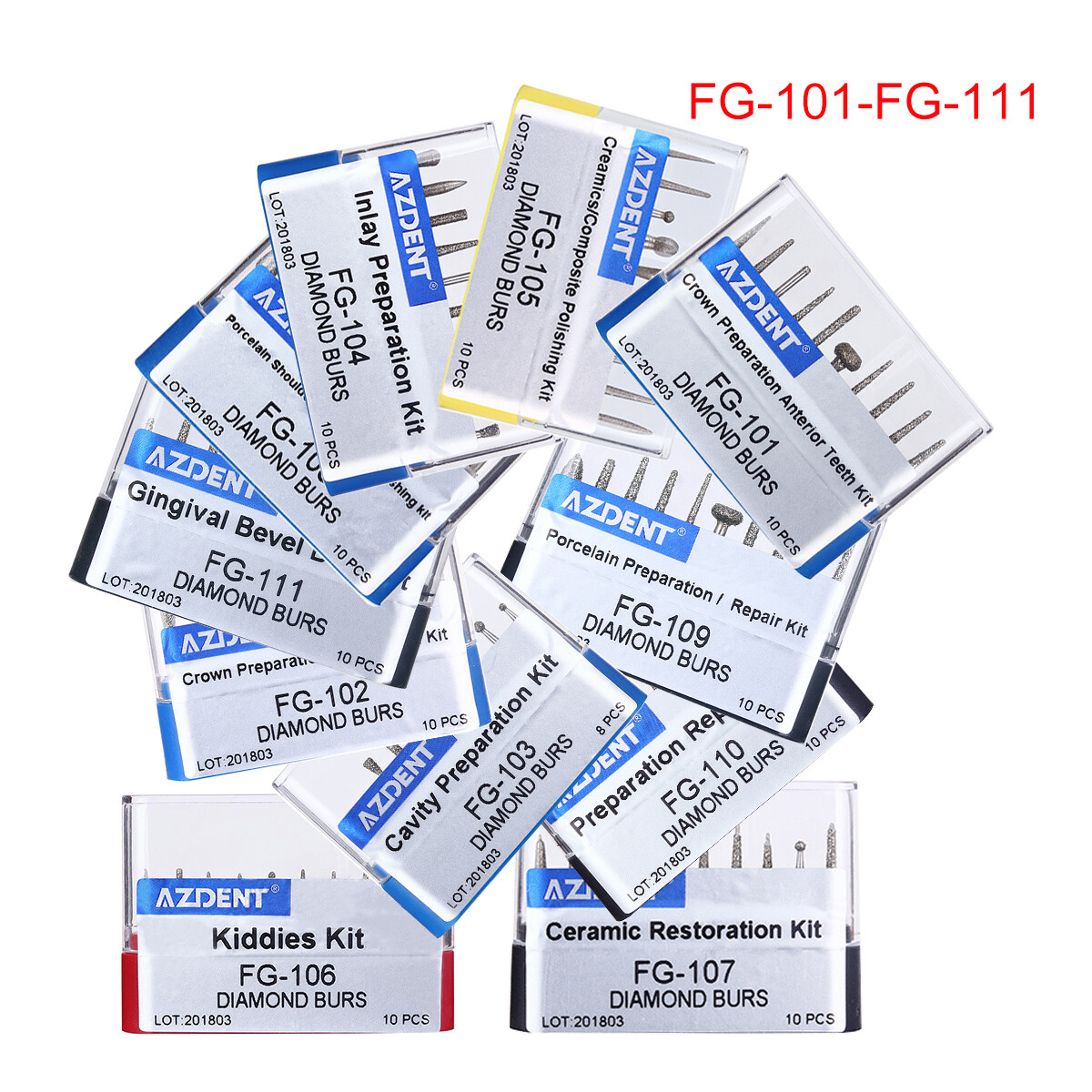 AZDENT Dental FG Diamond Burs Drill For High Speed Handpiece Polishing/Composite