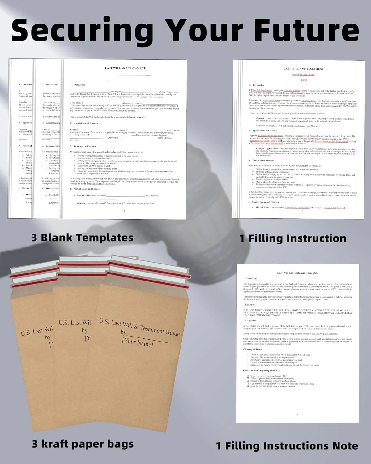 2025 Last Will and Testament Kit (3-Pack) – DIY Estate Planning Forms, Lawyer-