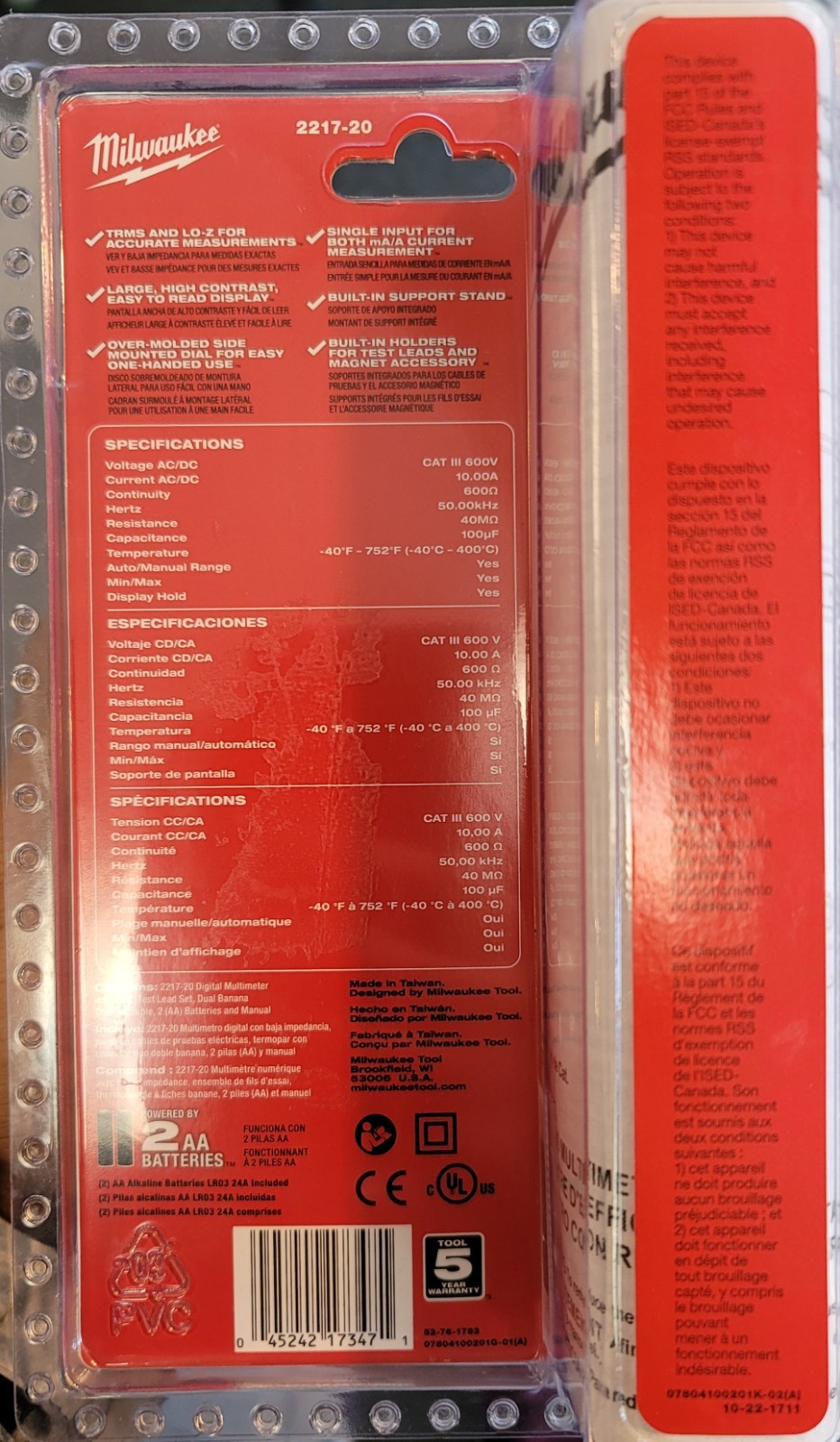 Milwaukee 2217-20 Digital Multimeter w/ LO-Z NEW FREE FAST SHIP