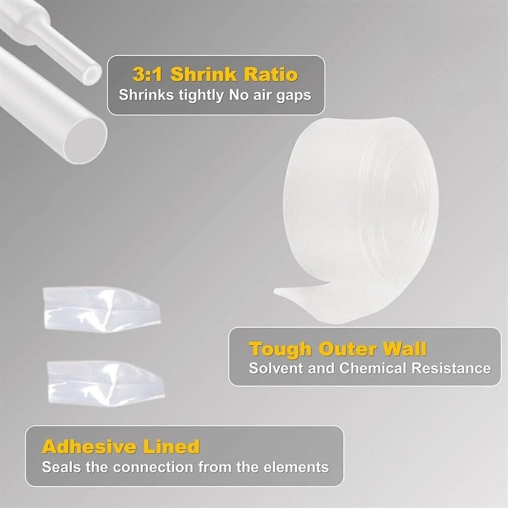 15 ft Dual Wall Adhesive Lined Φ1/4″ 6.4mm 3:1 Ratio Heat Shrink Tubing Clear US