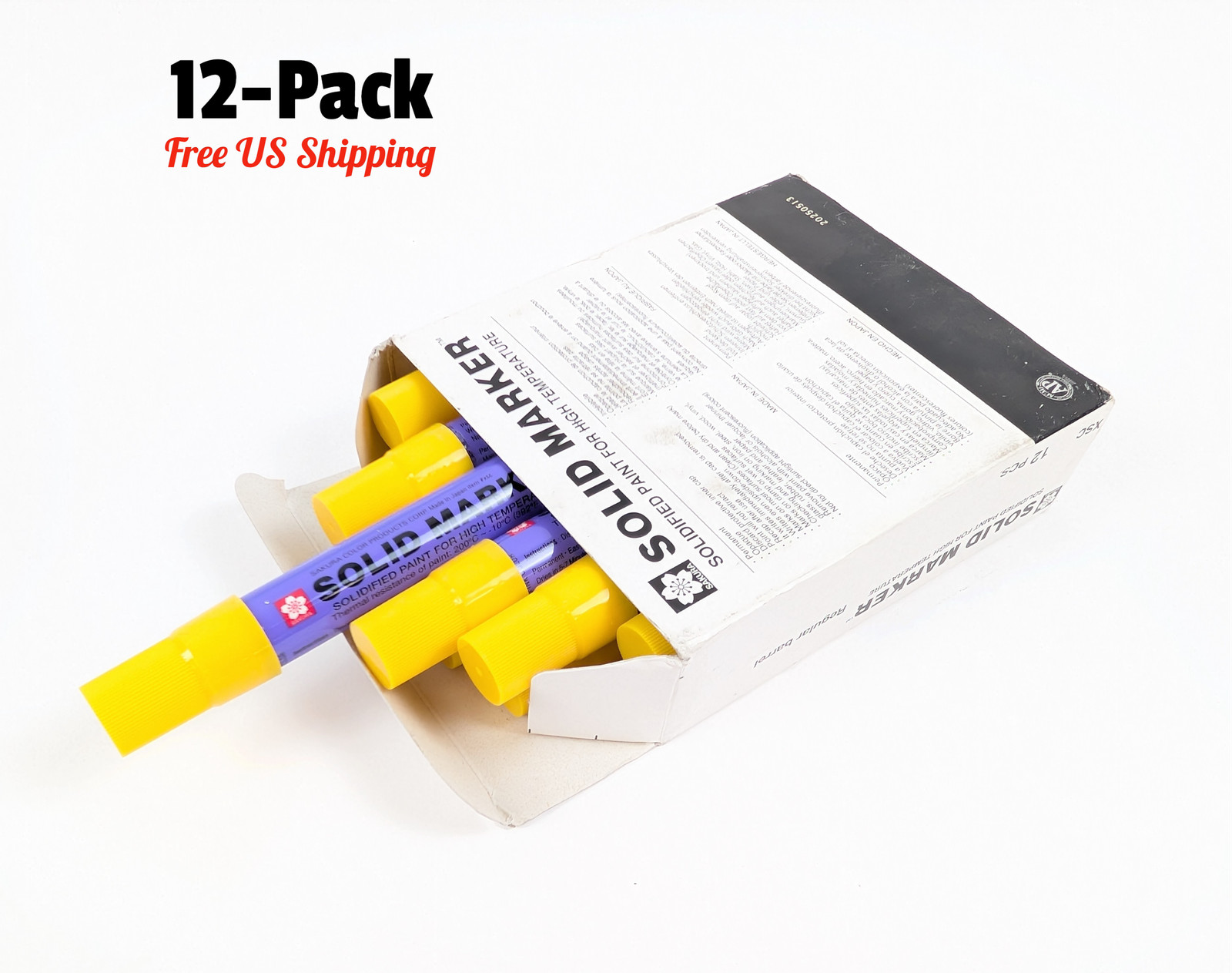 Sakura Solid Paint Marker Yellow XSC-3 High Temperature Paint Stick 12-Pack