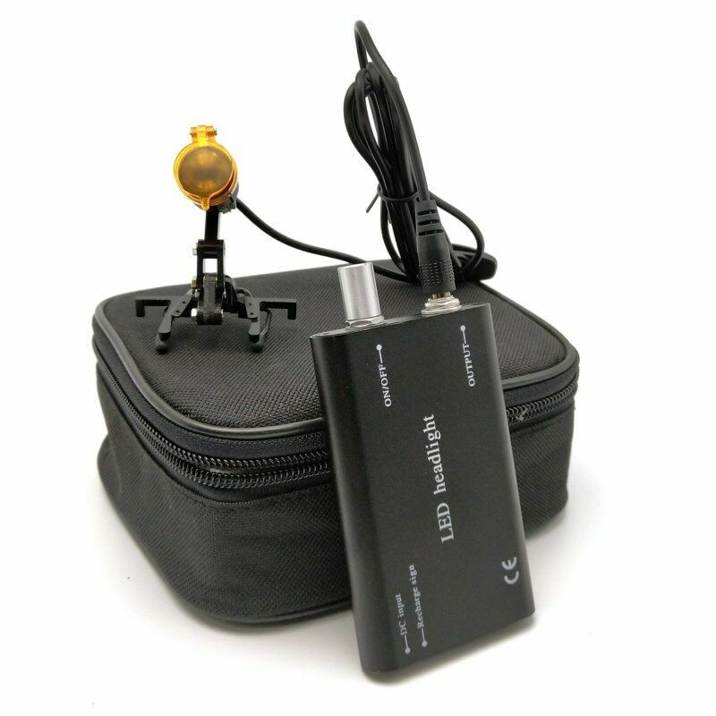 Dental Medical 3W LED Metal Clip-on Head Light with Filter & Bag Black US STOCK