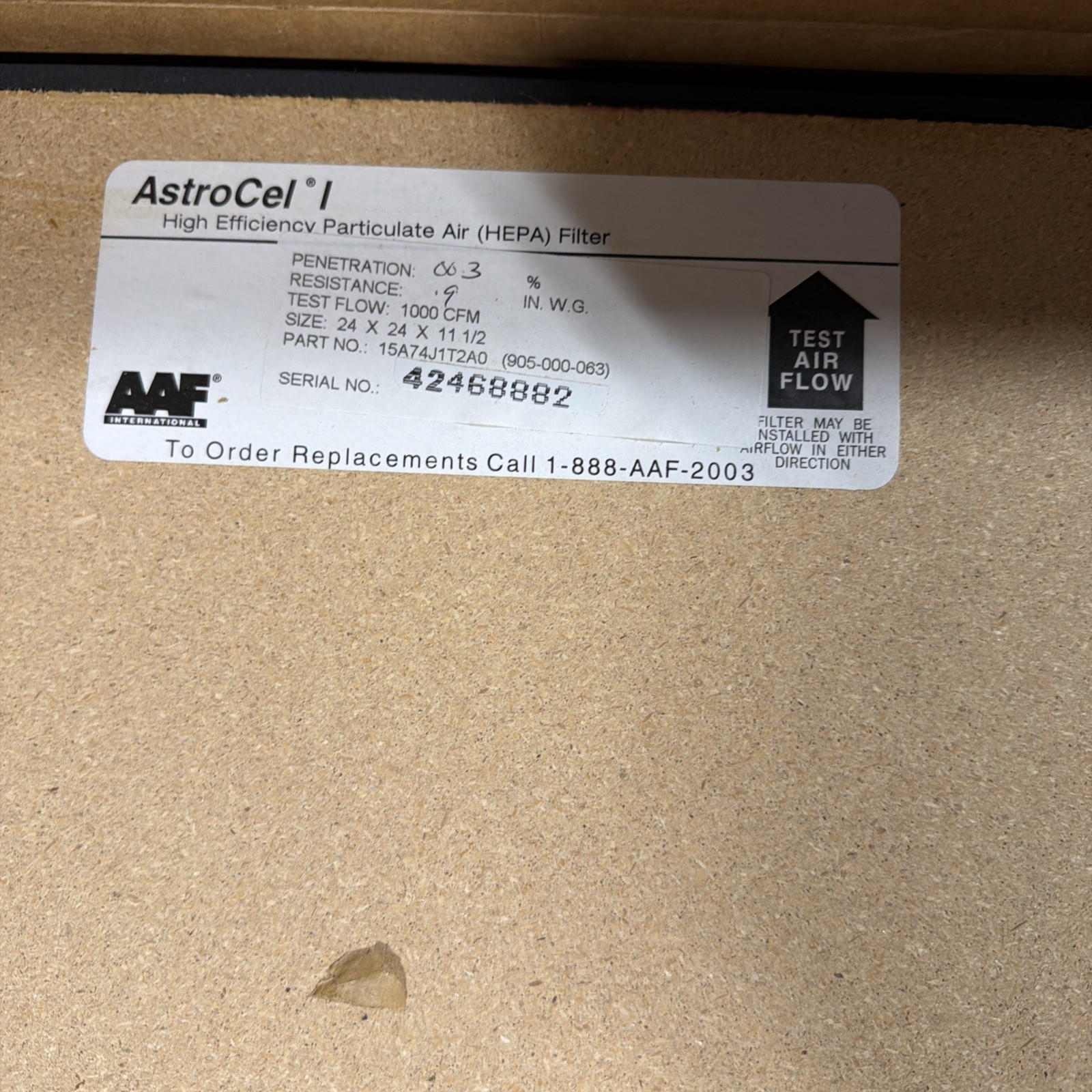 Brand New AAF FLANDER 905-000-693 ASTROCEL 1 HEPA FILTER 24 X 24 X 11 1/2