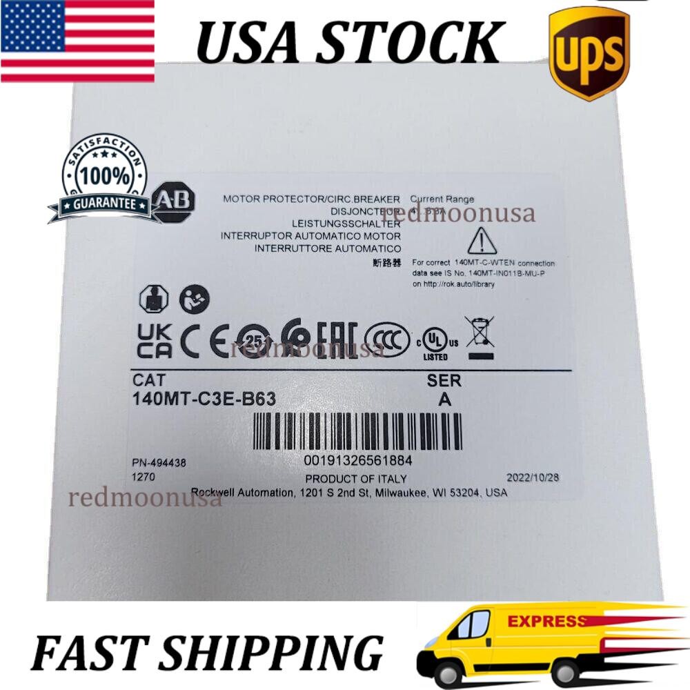 New Allen Bradley 140MT-C3E-B63 Motor Protector / Circuit Breaker