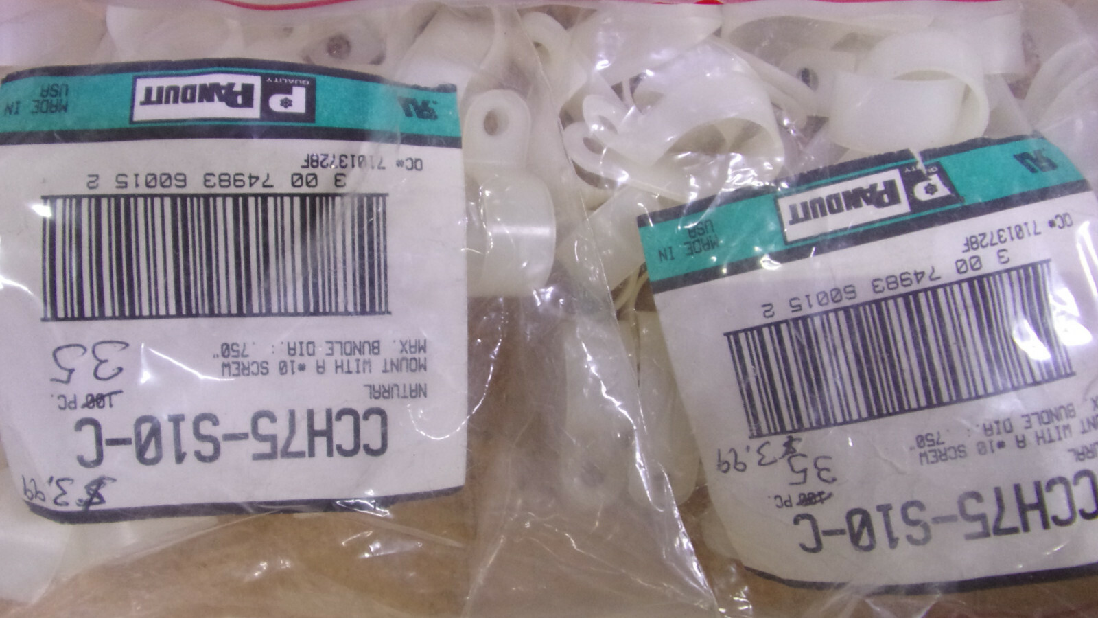 PANDUIT CABLE CLAMPS CCH100 & 50’S-S10-C, CCS19-S8-C, CCH75-S10-C, & CCS38-S8-C