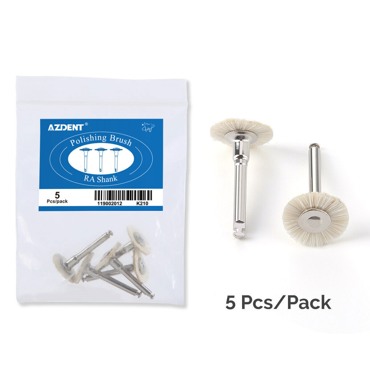 Rueda de cepillo de pulido dental RA 2.35mm cabello blanco de cabra/fieltro/algo