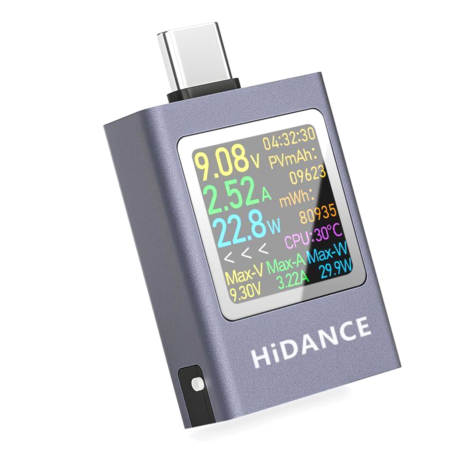 USB C Cable Tester with Battery Test Color Display 360 View Rotation PD QC