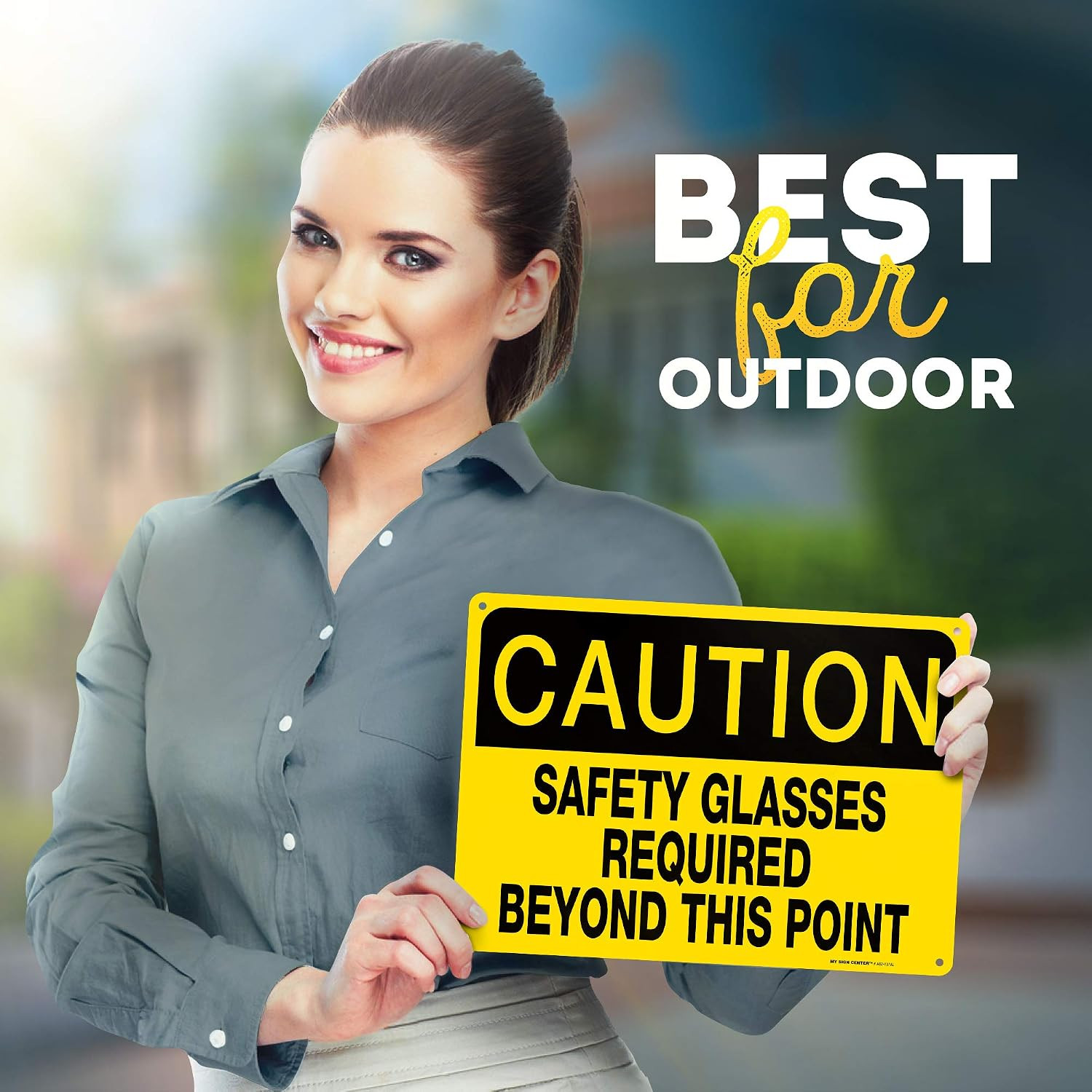 Caution Safety Glasses Required Beyond This Point Sign, 10″ x 14″ 0.40 Aluminum,