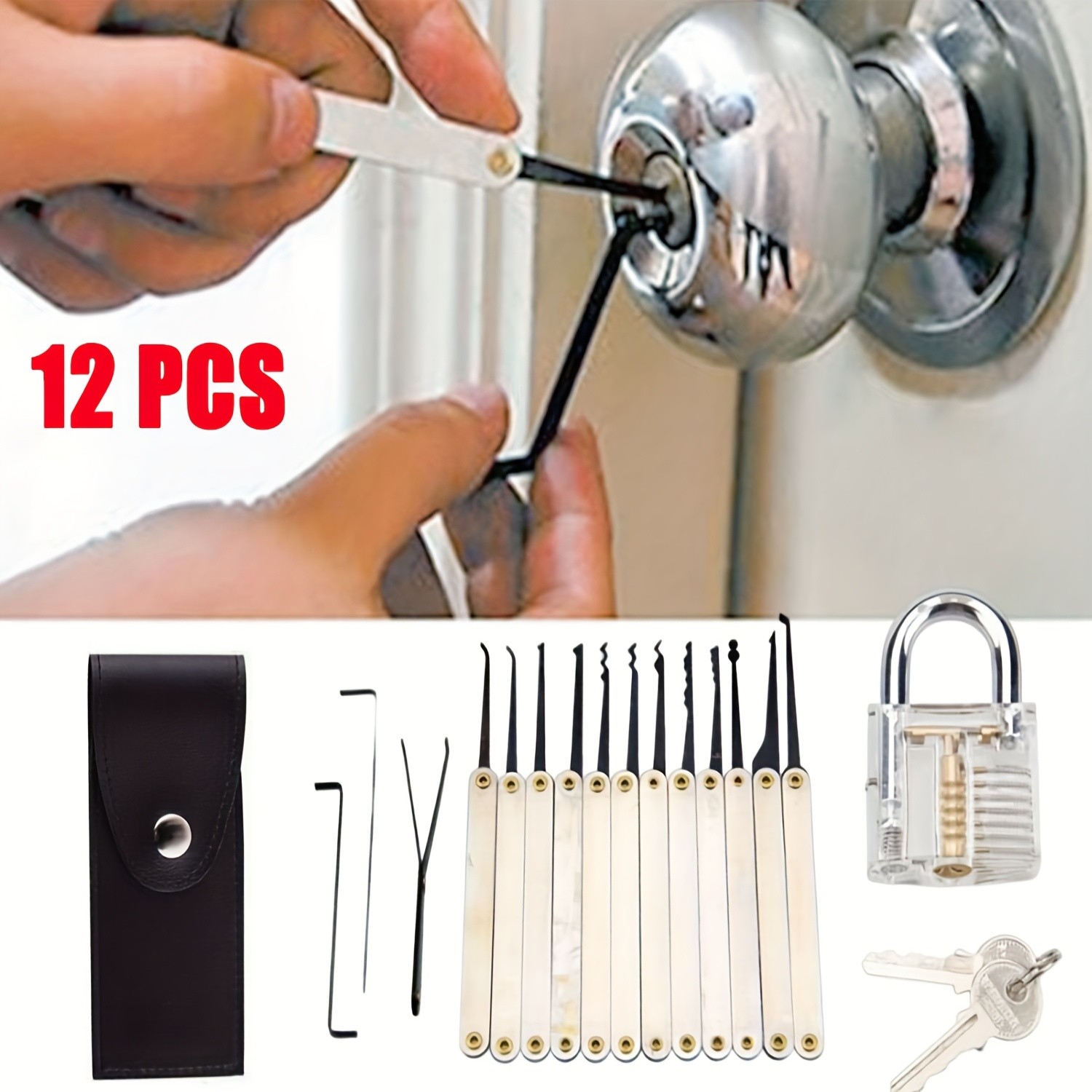 1 Set Transparent Acrylic Practice Padlock Model for Lock Mechanism Training Kit
