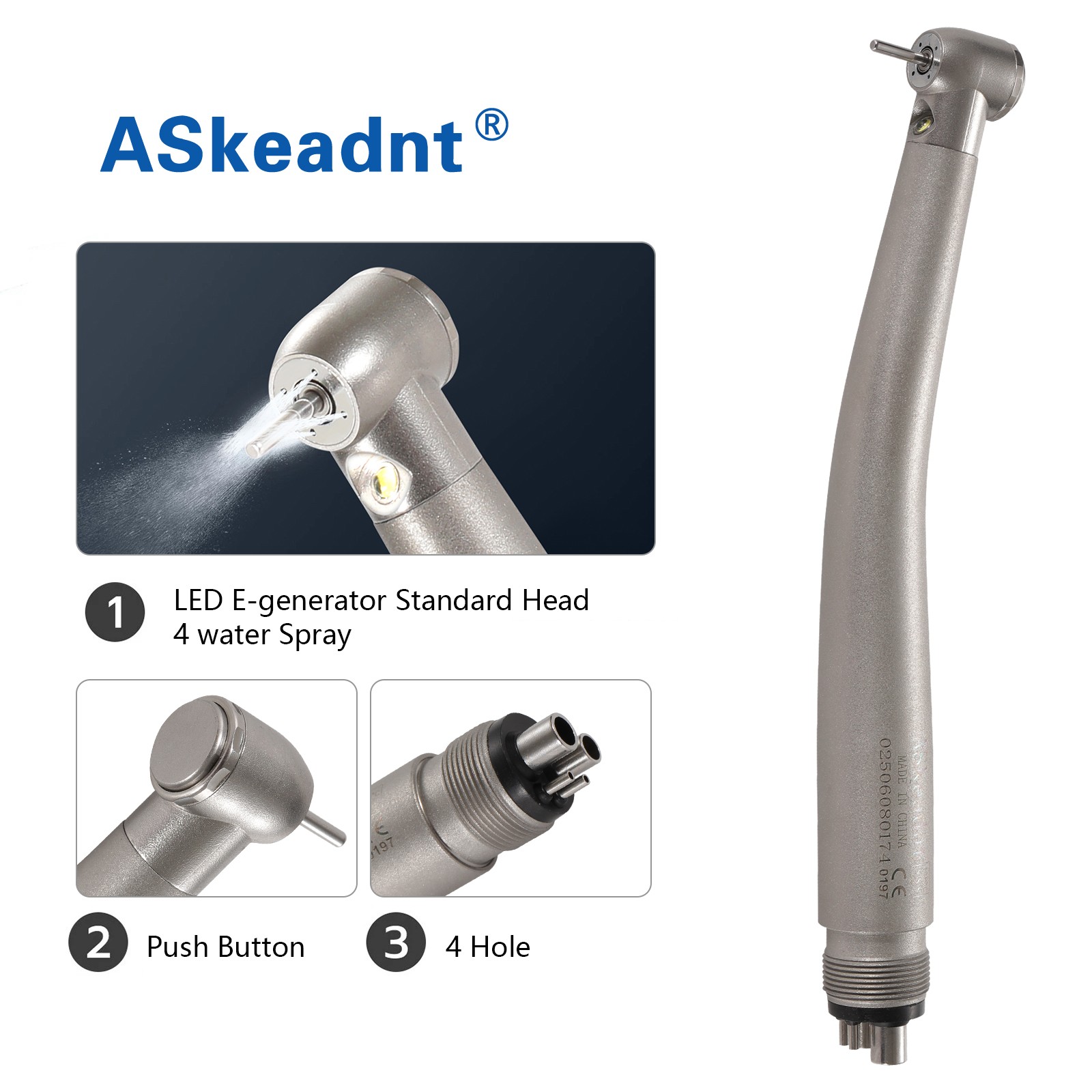 Dental LED Fibre Optic Contra Angle 1:1 Handpiece Fit NSK Ti-Max X25L Style