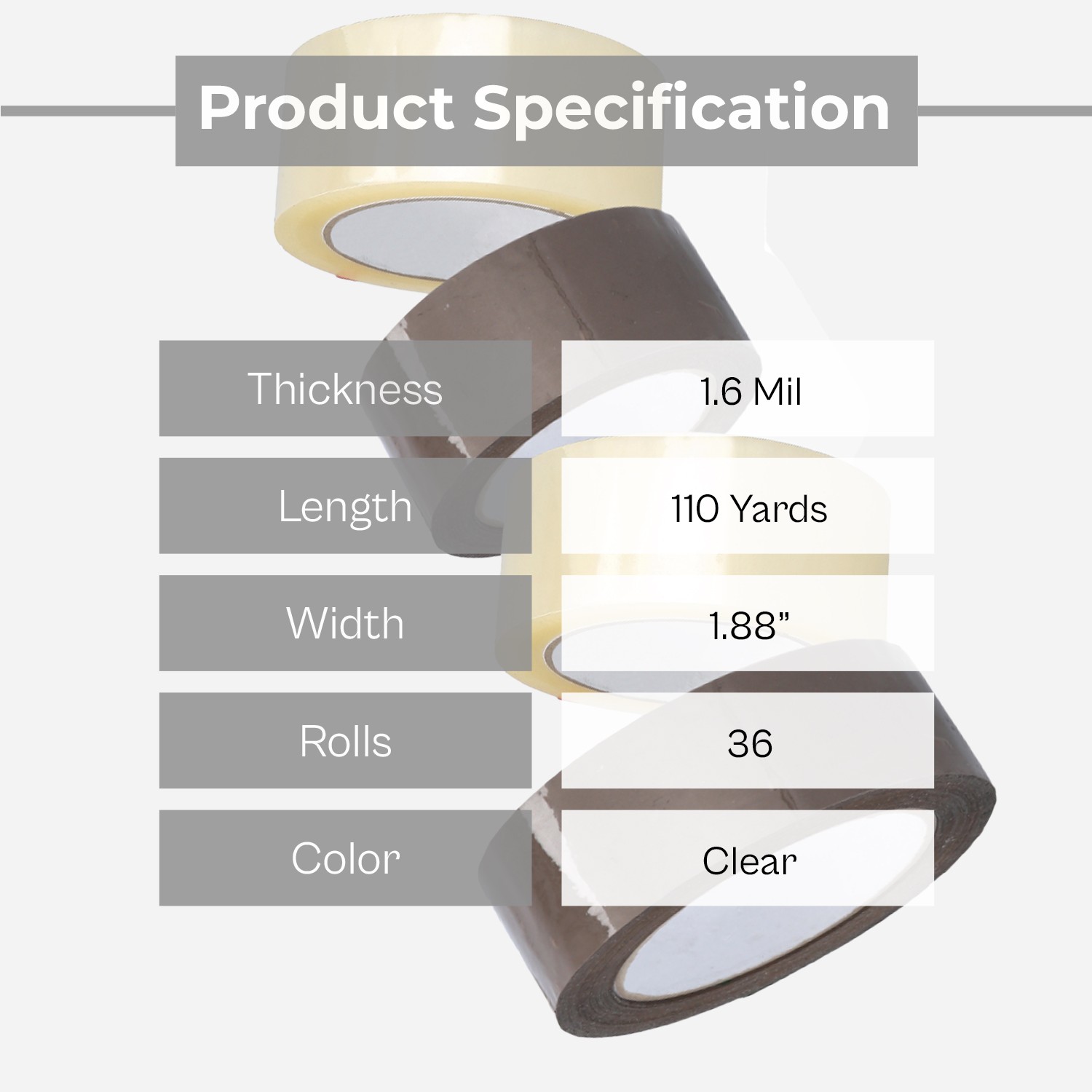 Carton Sealing Packing Shipping Tape 2″x100 Yards (300 ft) 36 Rls Adhesive Tape