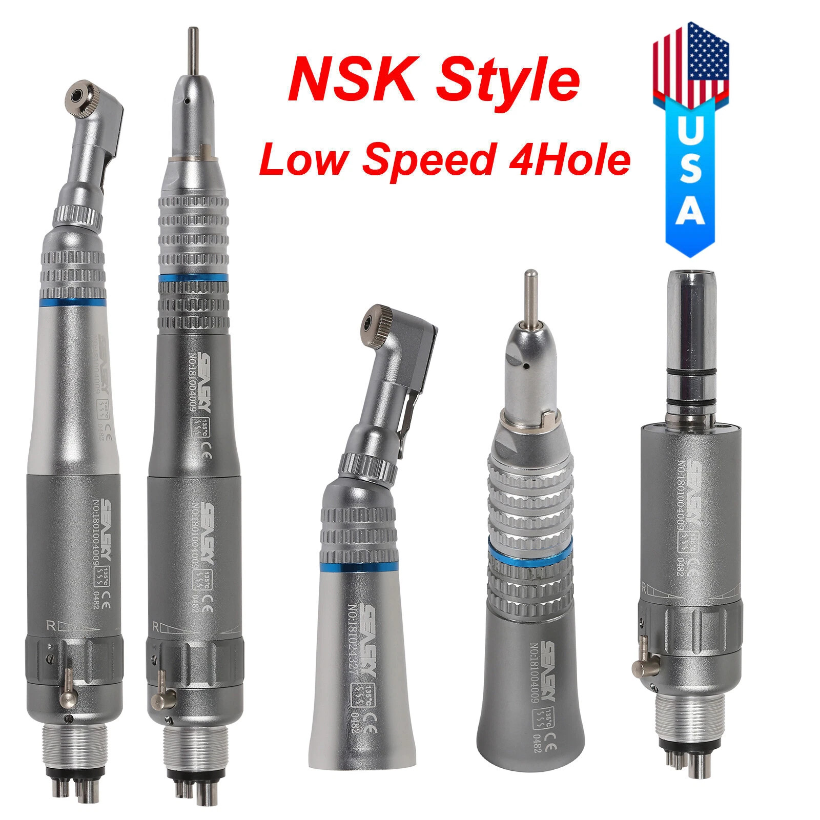 NSK Style Dental Slow Low Speed Handpiece Straight Contra Angle Air Motor 2/4H