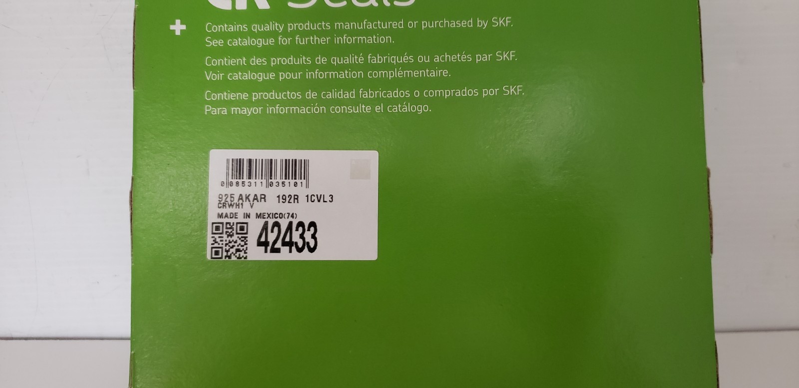SKF 42433 RADIAL SHAFT SEAL DBL METAL CASE CRWH1 V 107.95 x 133.38 x 11.13mm NIB