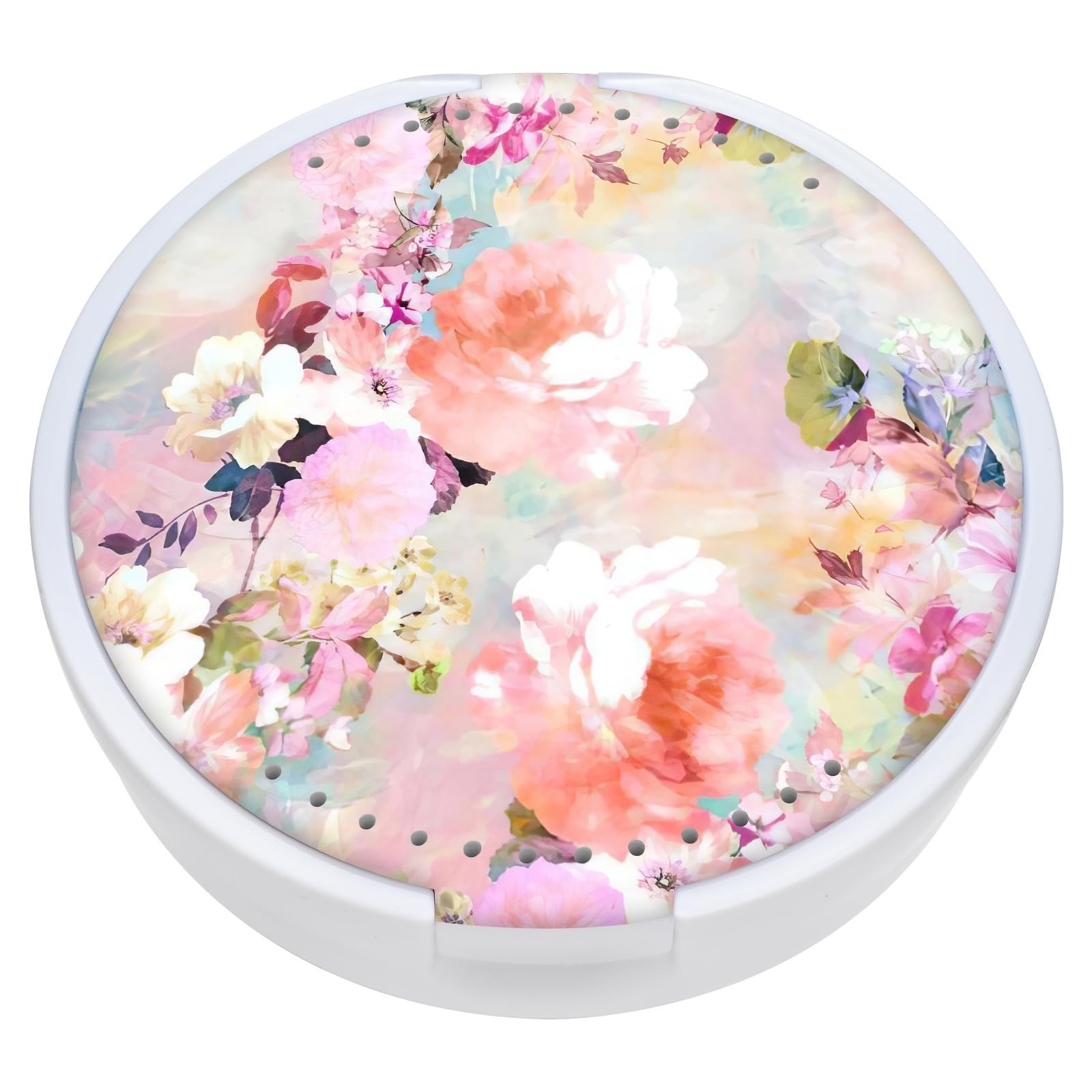 Retainer Case with Mirror & Ventilation – Light Green Floral Design