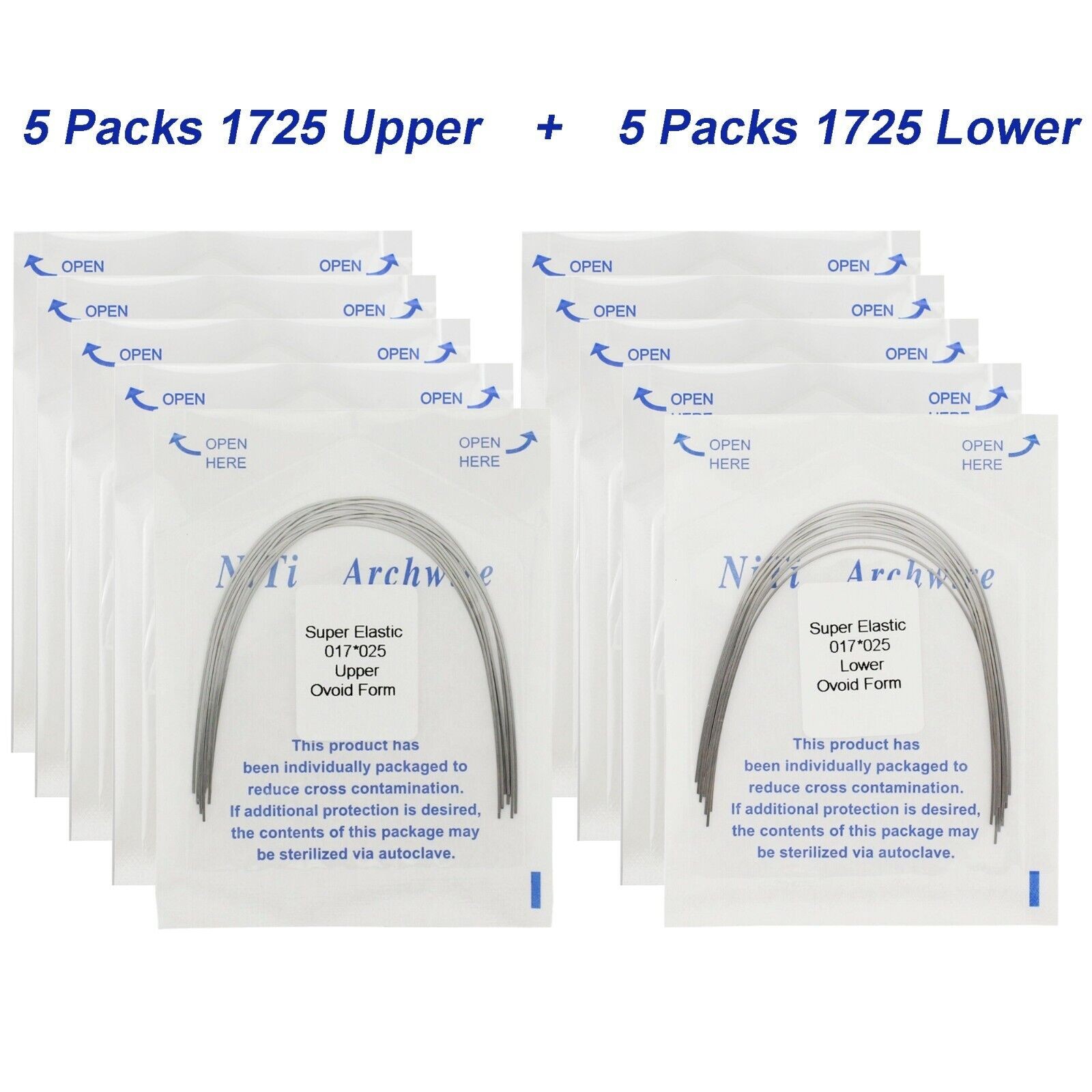 100Pcs Dental Orthodontic Arch Wire NiTi Ovoid Round Rectangular 012-020 U/L