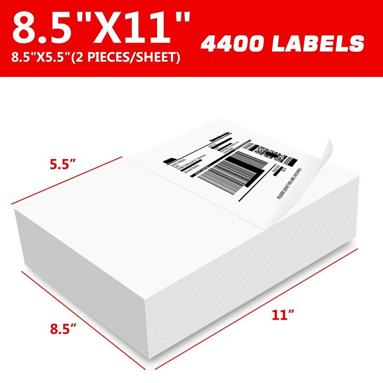Shipping Labels 2 Per Sheet for Laser & Inkjet Printers 8.5″ x 5.5″Address Label