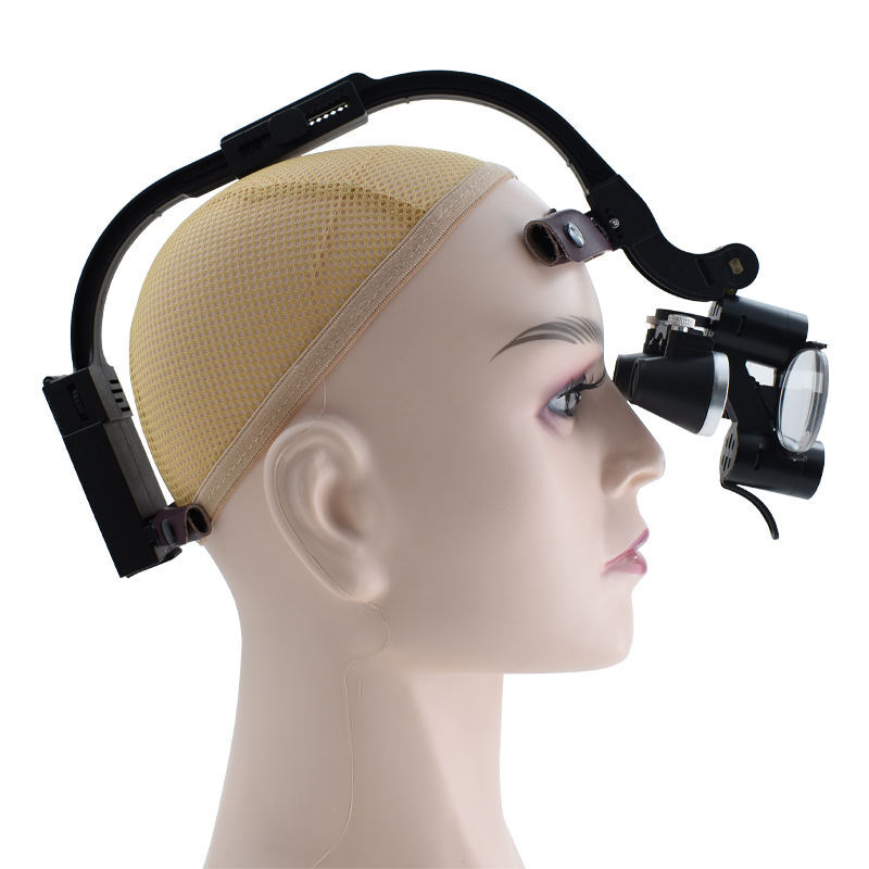 Dual LED Dental 5W Headband Head Light with 3.5X Binocular Loupes 2 Batteries US