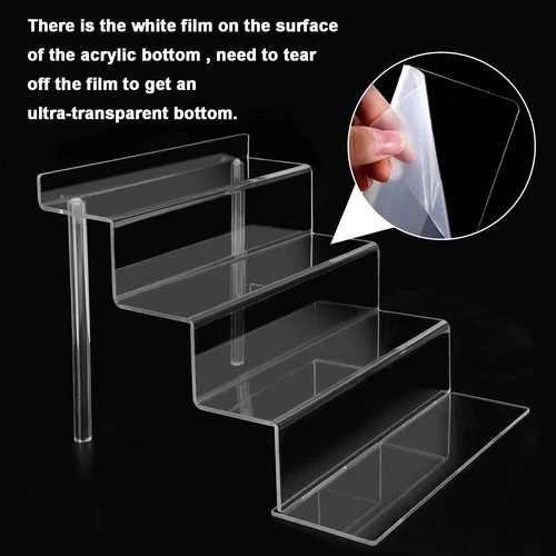 2 Sets 4 Tier 9” Acrylic Riser Display Shelf Clear Risers for Display,Clear Perf