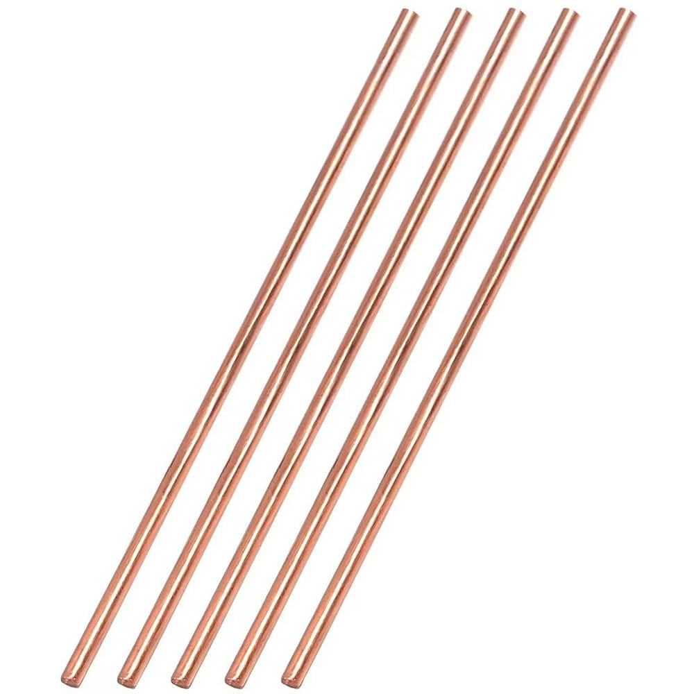5PCS Pure Copper Round Rod Length 15.7″ Dia 1/8″ for grounding, Gardening, and C