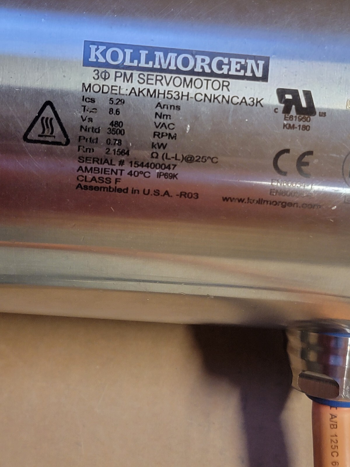 KOLLMORGEN AKMH53H-CNKNCA3K S/S SERVO MOTOR W/ TRUE PLANETARY GEARHEAD NEW
