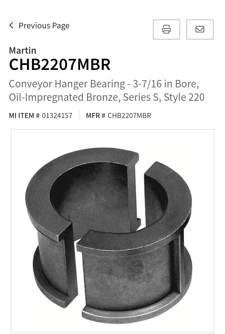 Martin CHB2207MBR Conveyor Hanger Bearing 3 7/16 in