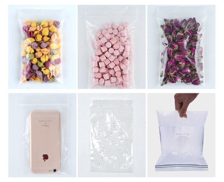 Clear Reclosable Seal Bag Plastic Poly Zipper Bags Zipper W/Hang Hole 2Mil