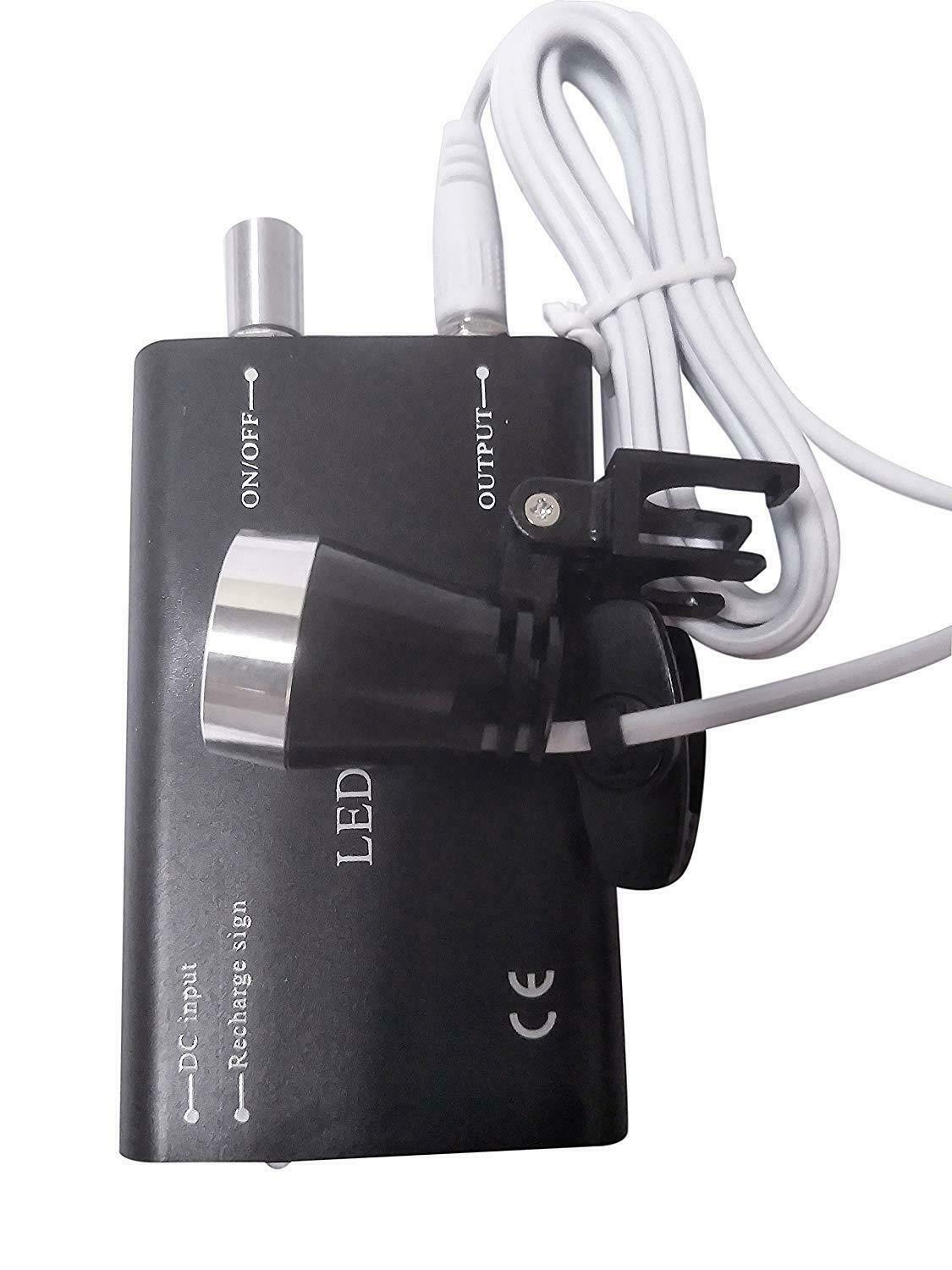 Dental 3.5X Binocular Loupes + 3W LED Head Light + Aluminum Box Black US STOCK