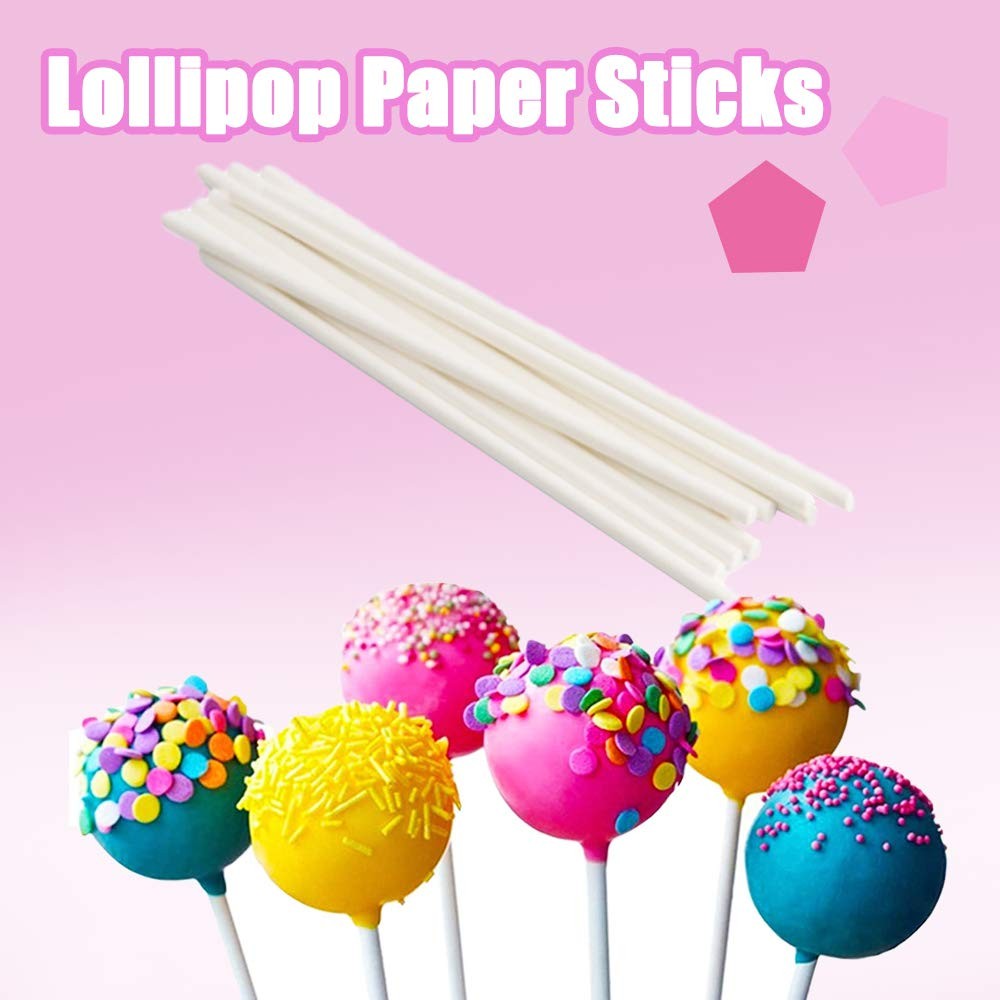 200 Count White Lollipop Sticks,6-Inch Paper Sticks Sucker Stick for Cake Pop…
