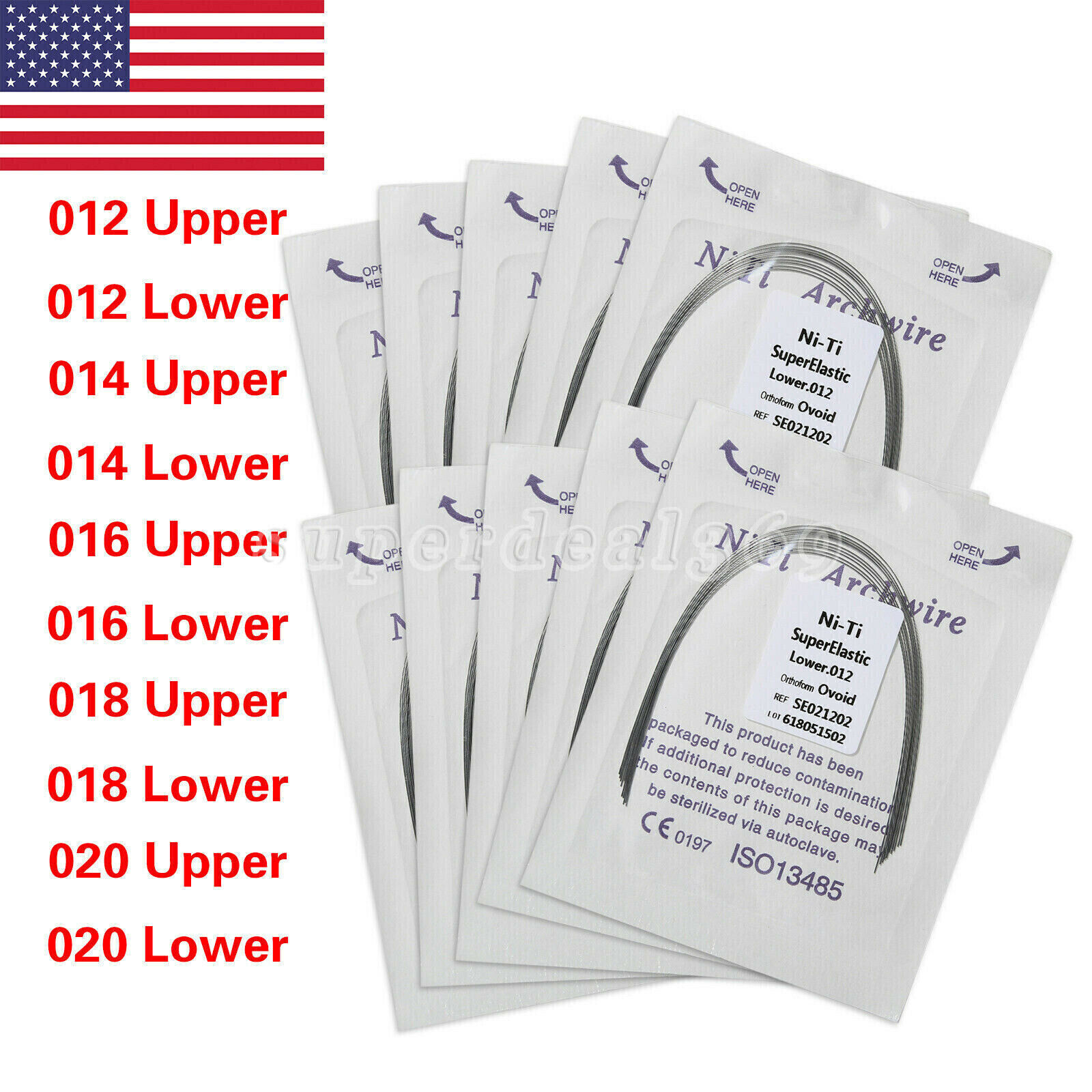 Dental Orthodontic Super Elastic Niti Round Arch Wire Ovoid 012-020upper/lower