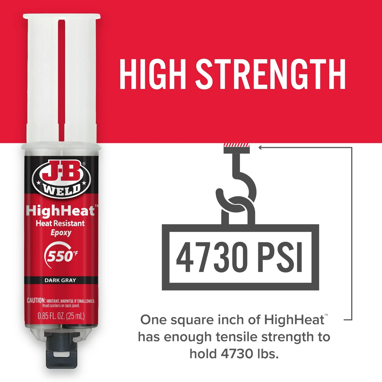 J-B Weld High Heat Epoxy Dark Grey Syringe Heat Resistant Adhesive for Metal