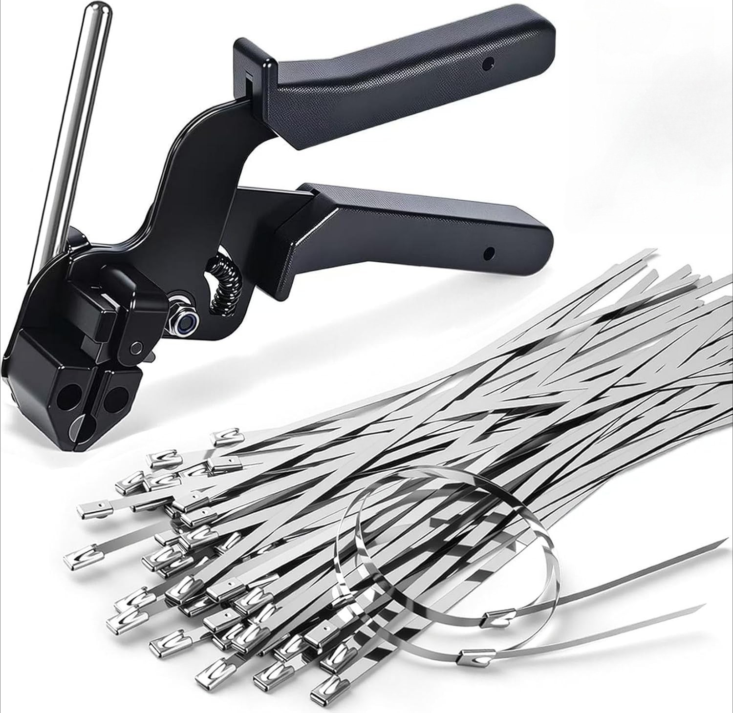 Metal Zip Ties with Stainless Steel Cable Tie Gun, Special Tool For Silver