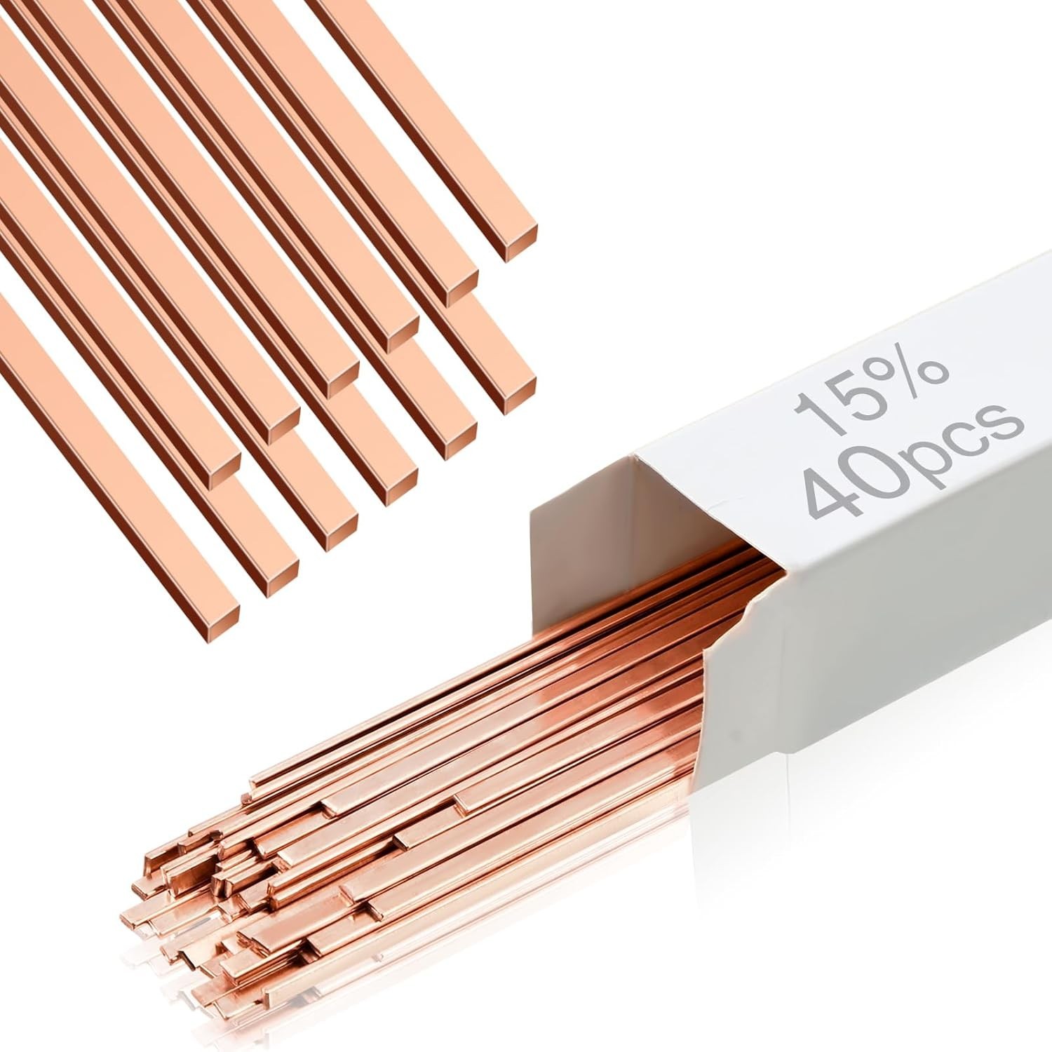 15% Silver Brazing Rods AWS BCuP-5 40 Sticks, Silver Solder Flat Welding Rods…