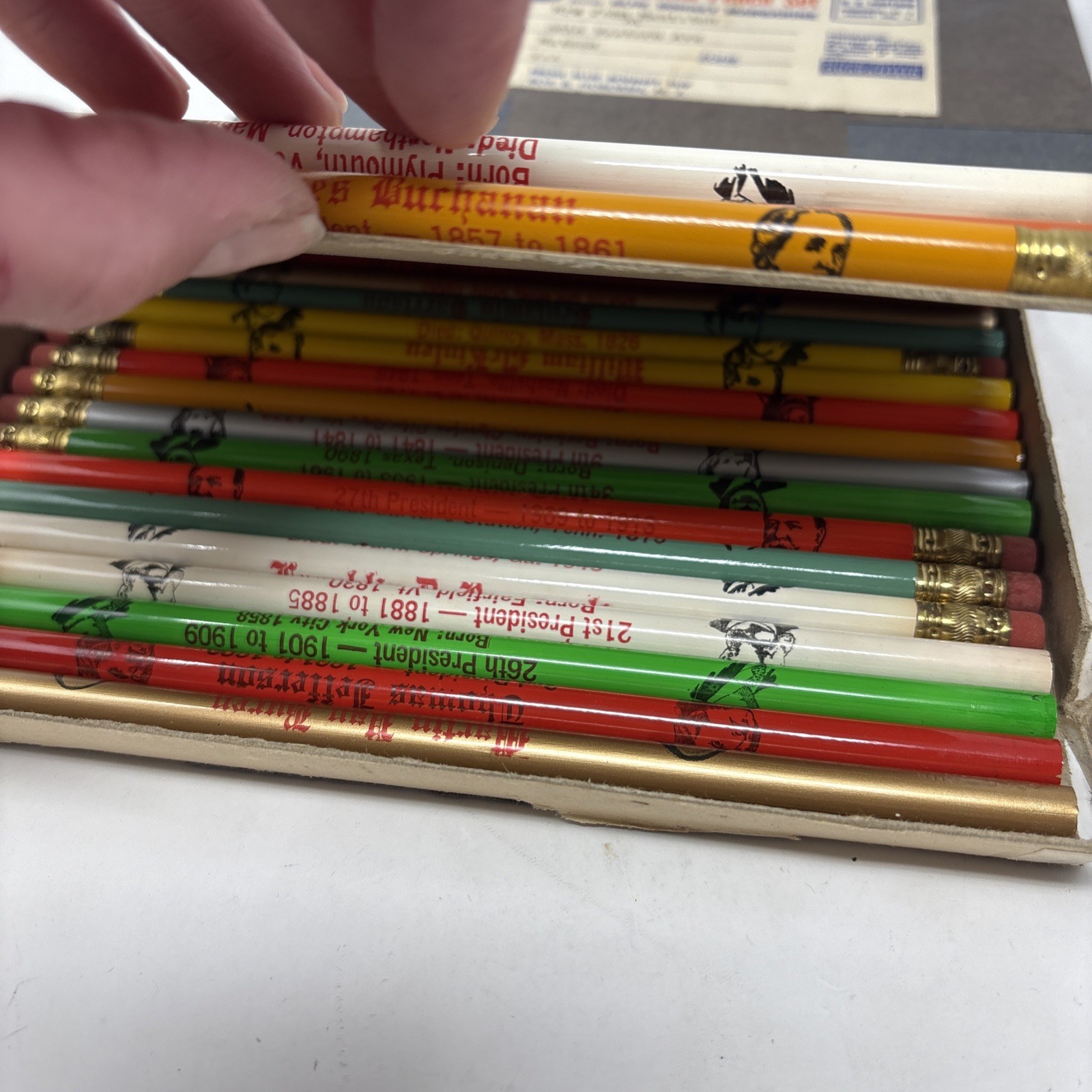 Blue Bonnet Set of 34 US United States PRESIDENTS PENCILS Advertisement Promo