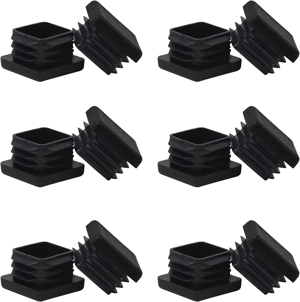 1″ 1×1 Square Tube End Cap Plastic Plugs 12Pcs, 1″x1″ 1 Inch Tubing…