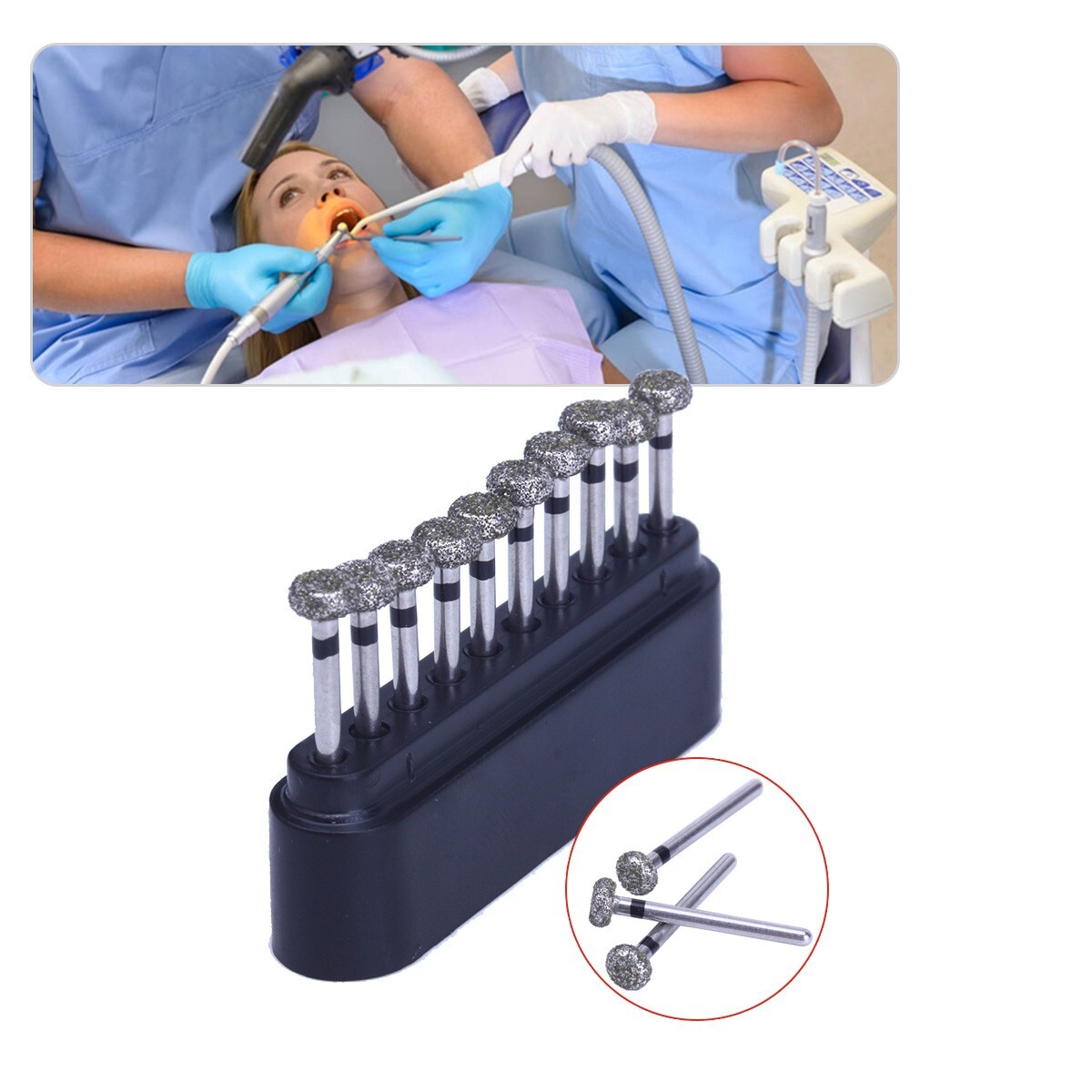 10 pcs Dental High Speed Diamond Burs Circular wheel Super Coarse Diamond Drills