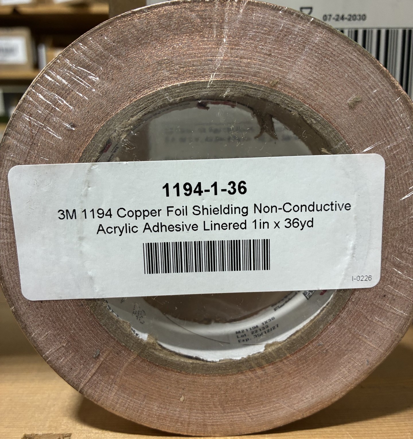 3M 1194 Copper Foil Shielding Tape, 1″ x 36 yd, Nonconductive Acrylic, 1 Roll