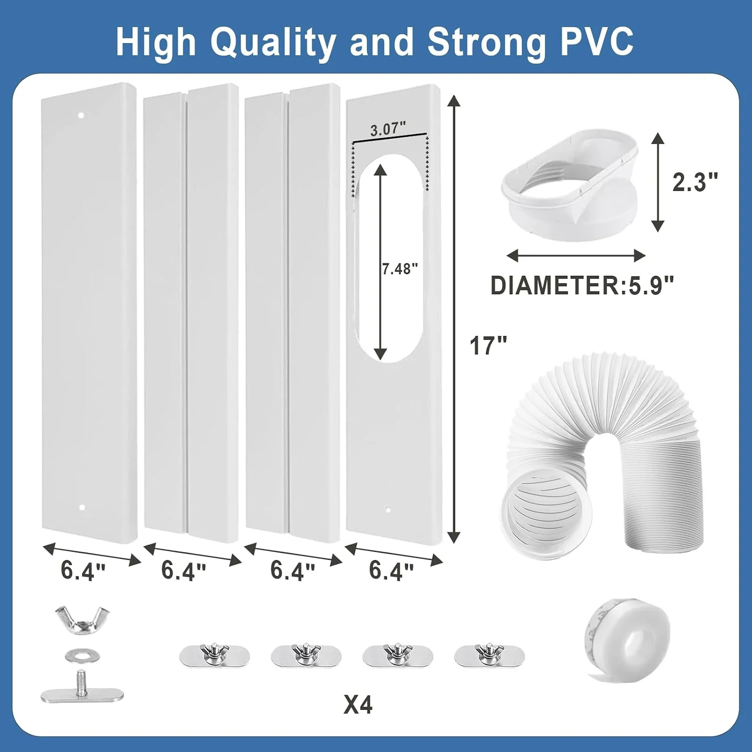 Portable Air Conditioner Window Vent Kit with 80″ Length Hose, Adjustable Window