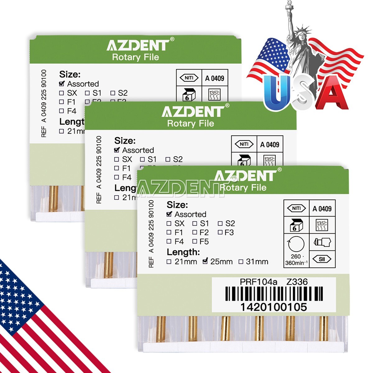 5 Packs Dental Rotary Heat Activated Canal Root Files Needles 25mm Engine Use