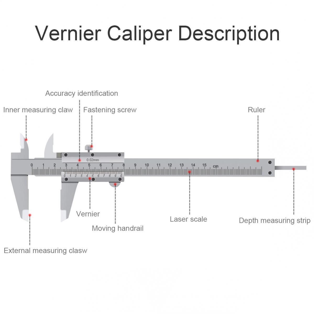 Vernier Caliper,0-150mm Manual Non Digital Calipers, Carbon Steel Micrometer