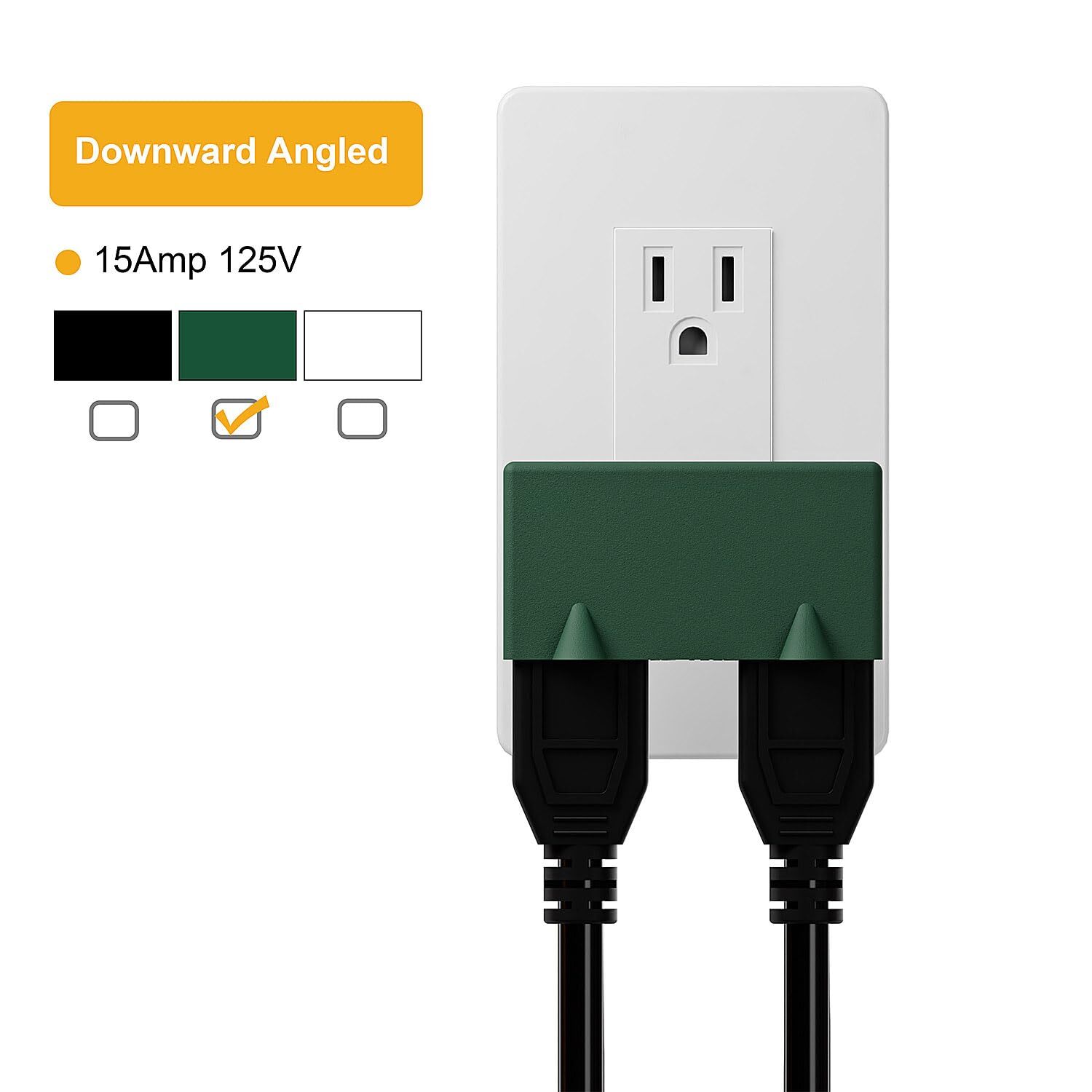 90 Degree Right Angled Adaptor USA 3 Prong Male Female Power Adapter Green PA