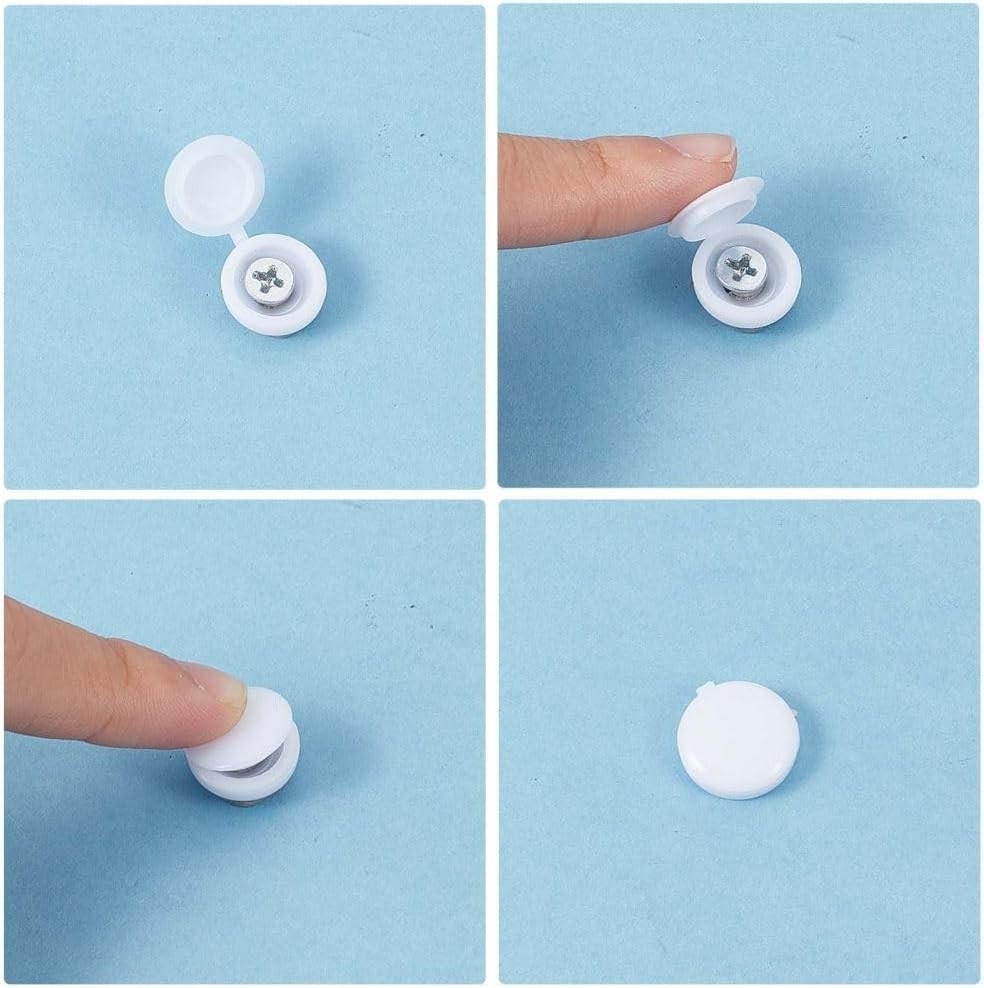 1 Box 200Pcs 8 Colors Hinged Screws Cover Caps Fold Snap Covers Plastic Shutter