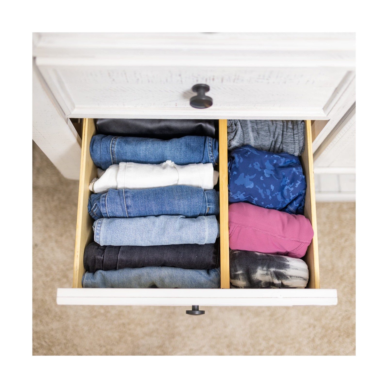 Fabsome Drawer Divider 6 Pack, Bamboo Dresser Organizers for Clothes Socks Un…