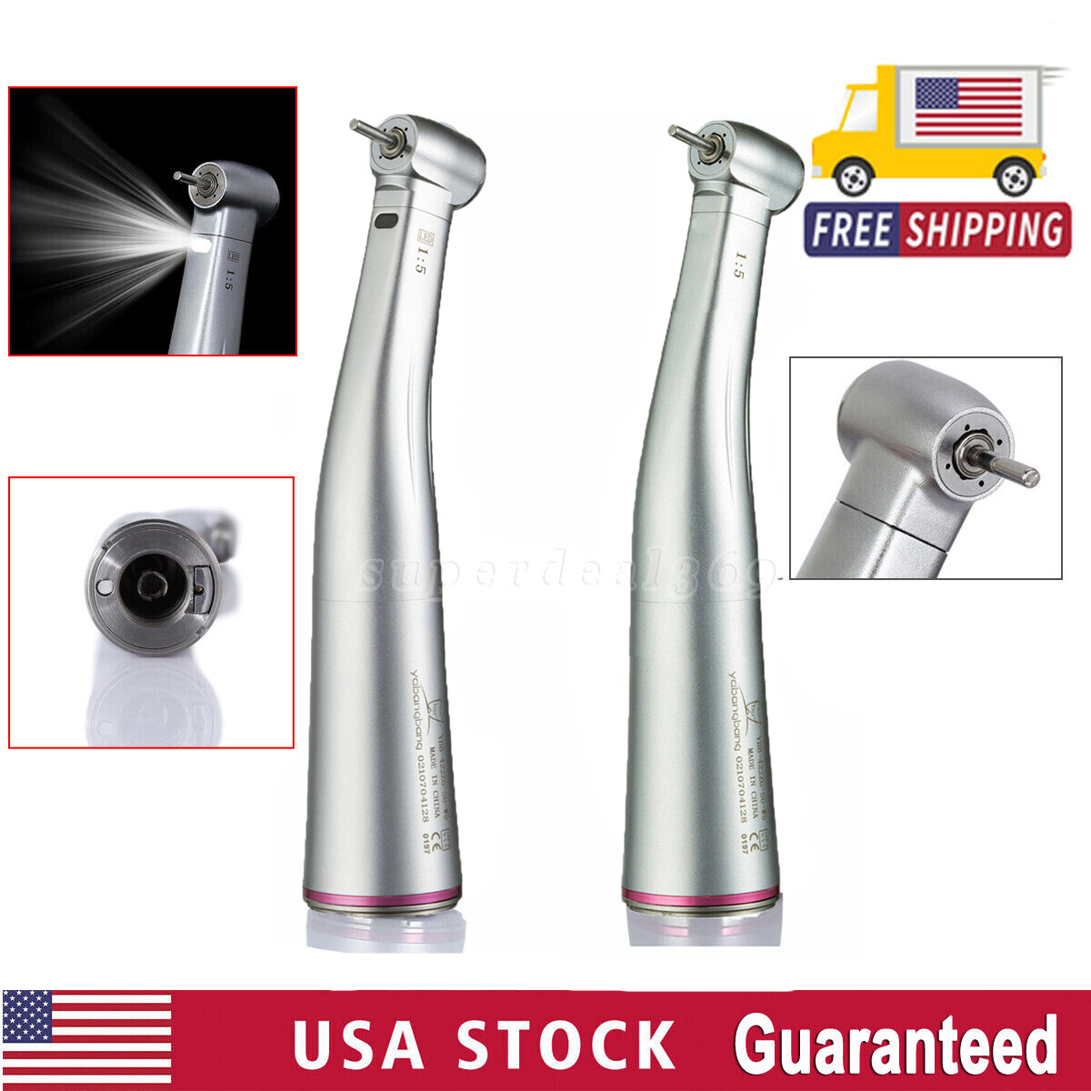 Dental 1:5 Increasing Handpiece Contra Angle LED /No Fit KAVO NSK Electric Motor