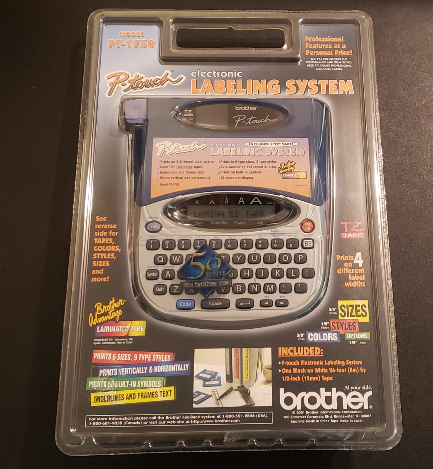 Brother PT-1750 P-Touch Label Maker Electronic Labeling System – New Sealed NOS!